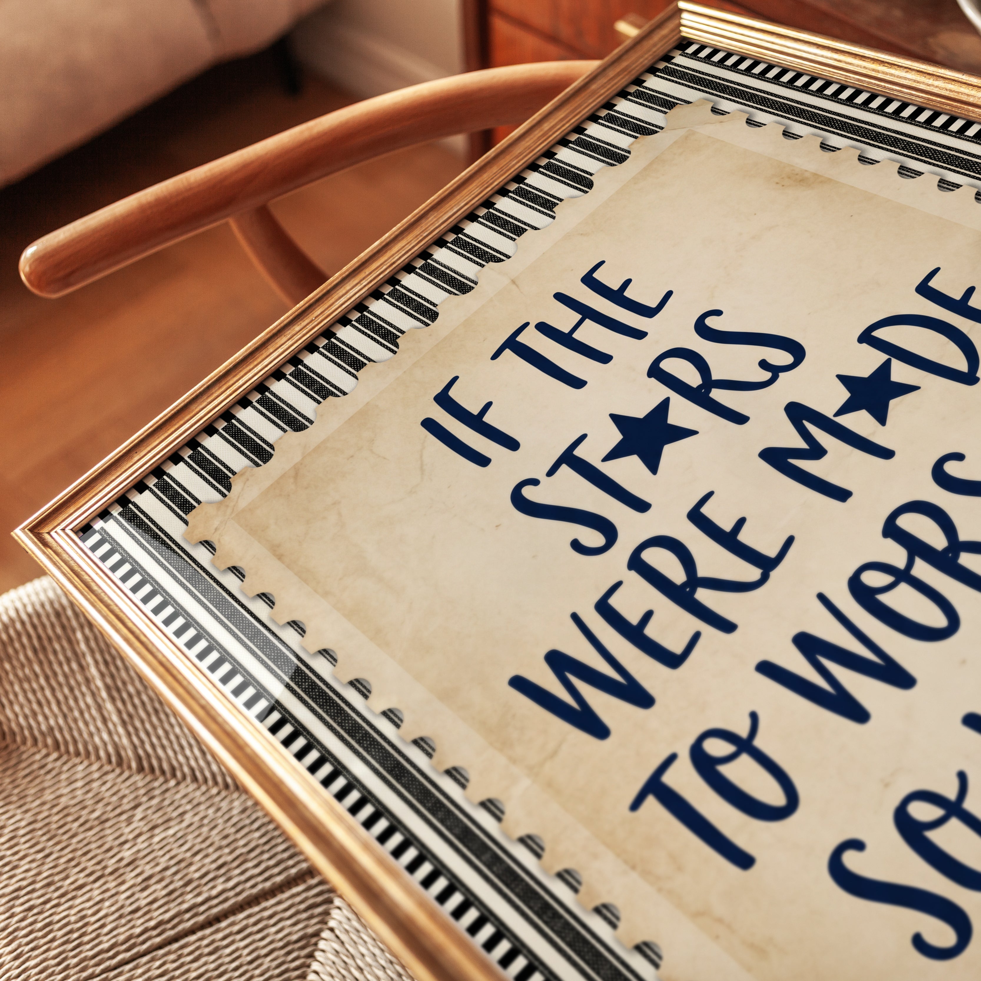 Inspirational Star Quote Print: Vintage Typography - detail
