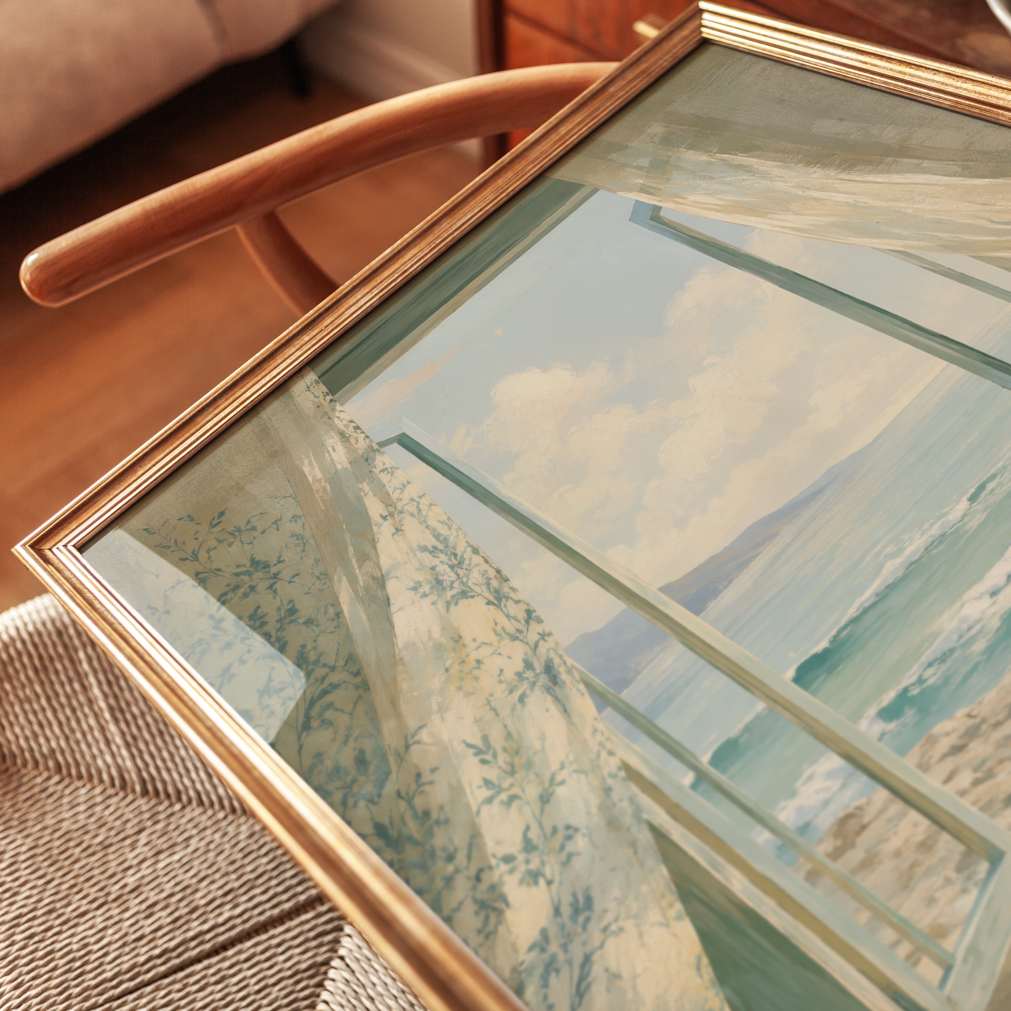 Coastal Window View Print – Ocean Beach Wall Art - detail