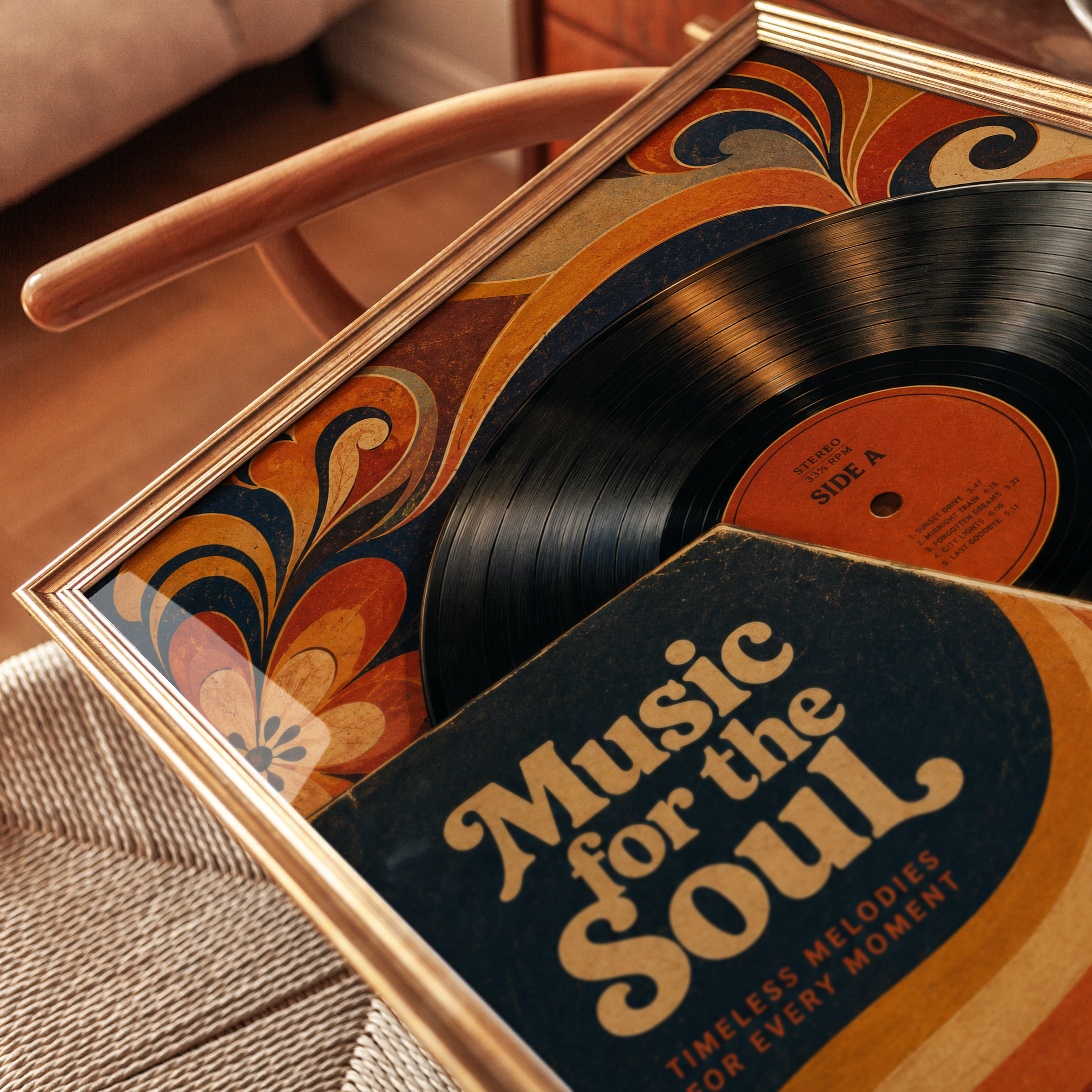 Retro Vinyl Record Poster – Music Room Wall Art - detail