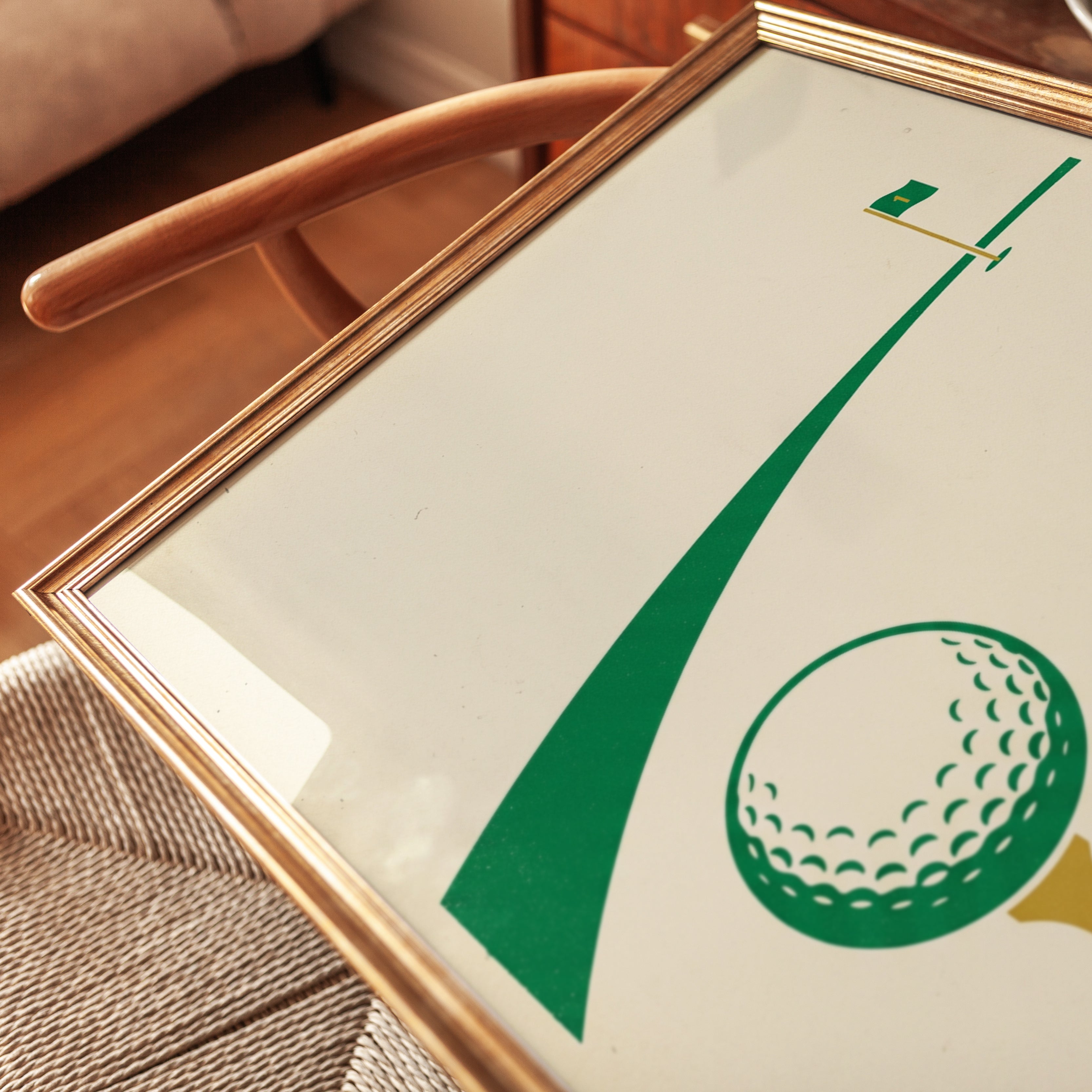 Golf Course Minimalist Poster: Green and Cream Vintage Design - detail