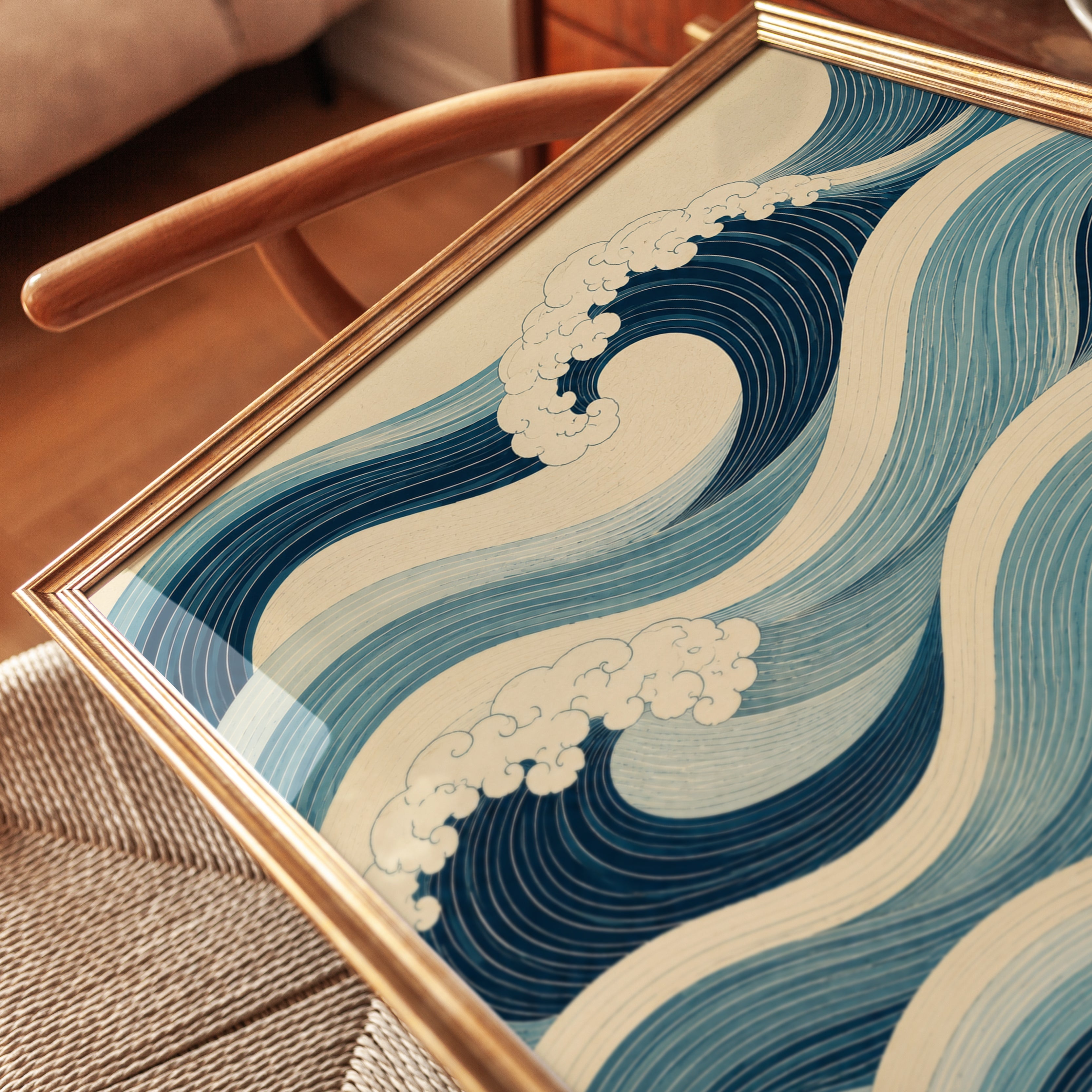 Japanese Wave Wall Art – Ocean Print - detail