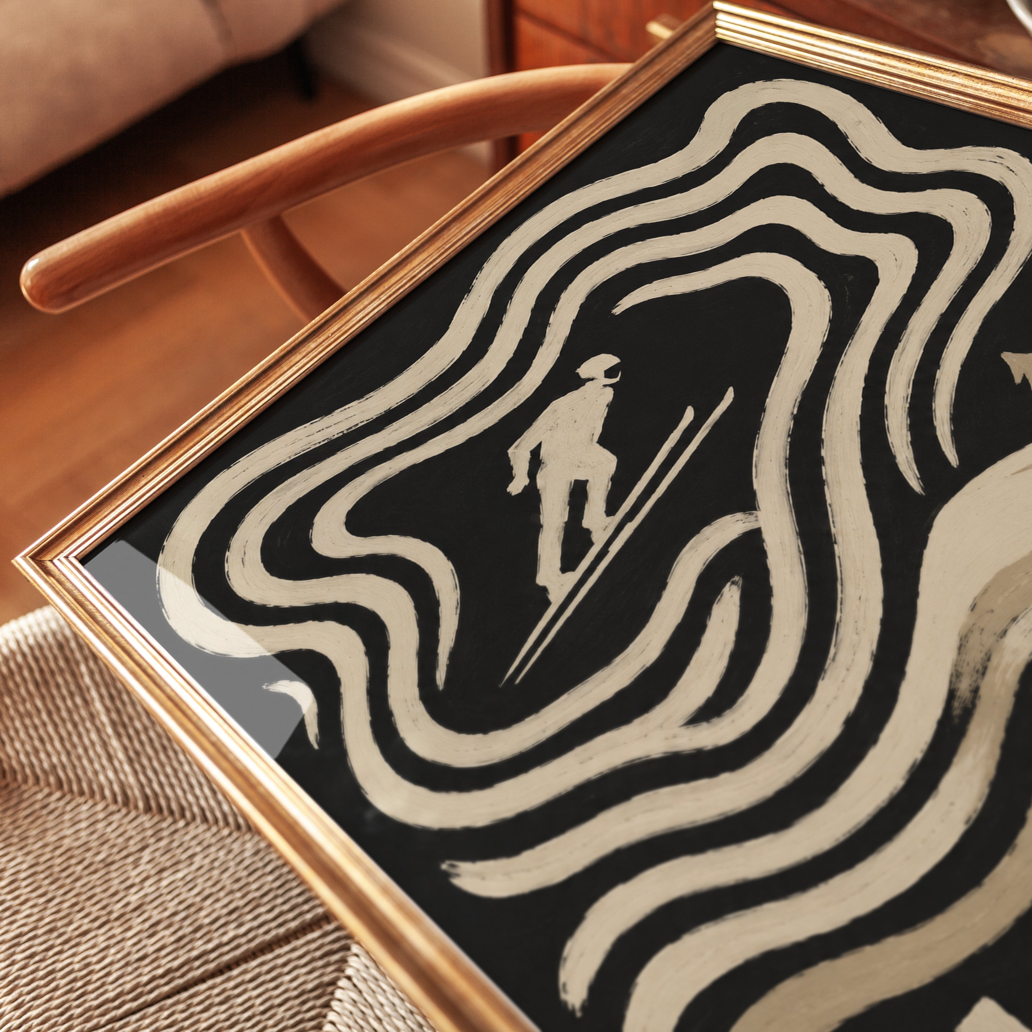 Vintage Ski Poster – Retro Winter Sports Wall Art - detail