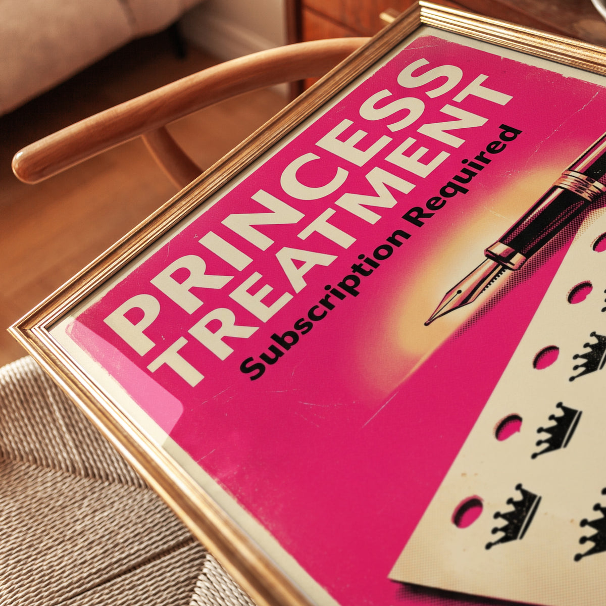 Princess Treatment Retro Poster: Pink Pop Art Typography Print - detail