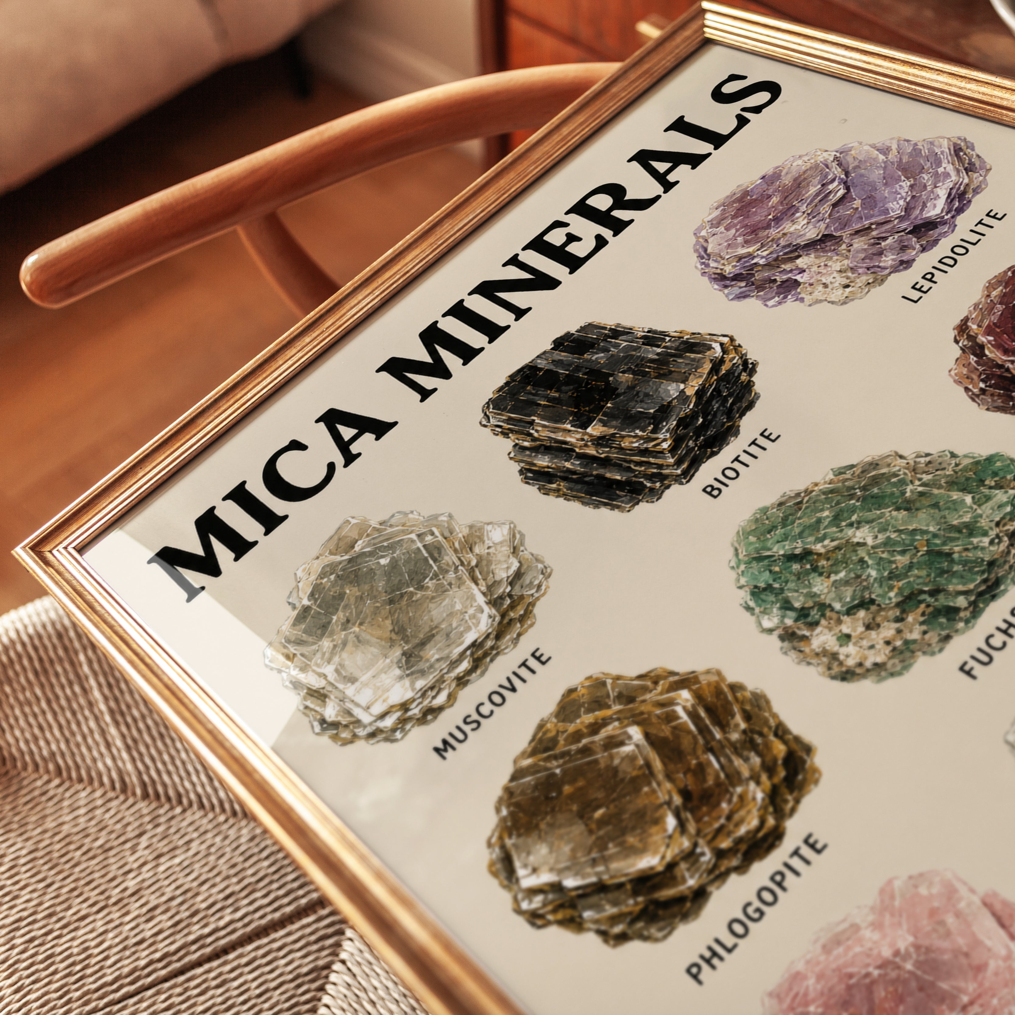 Mica Minerals Educational Print — Vintage Science Illustration - detail
