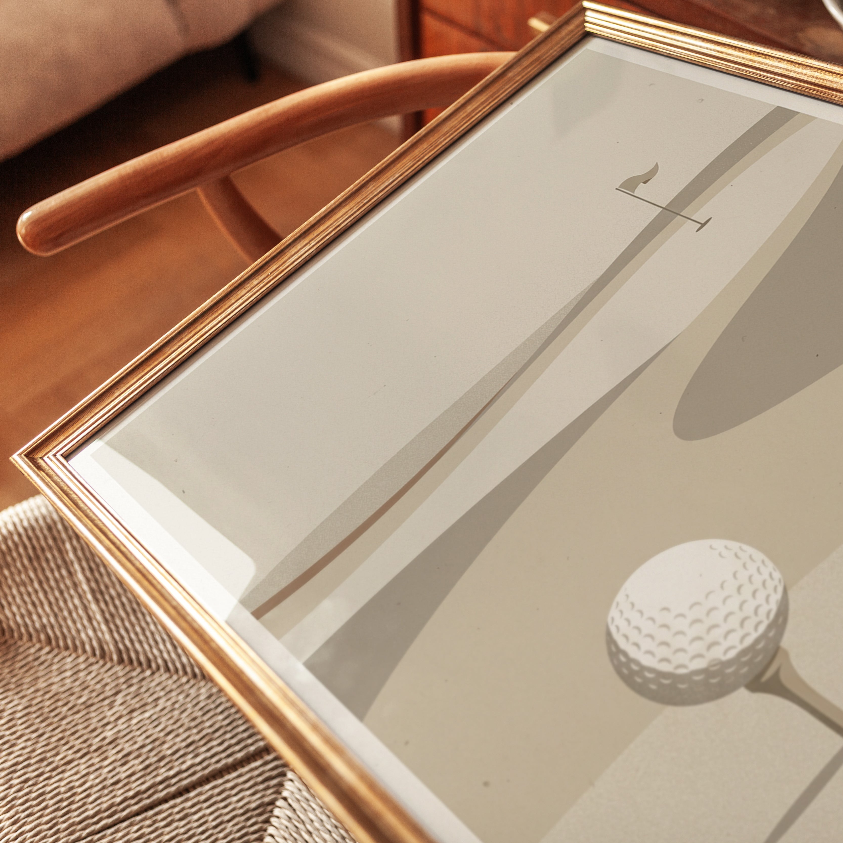 Minimalist Golf Course Print: Neutral Beige Abstract Landscape - detail