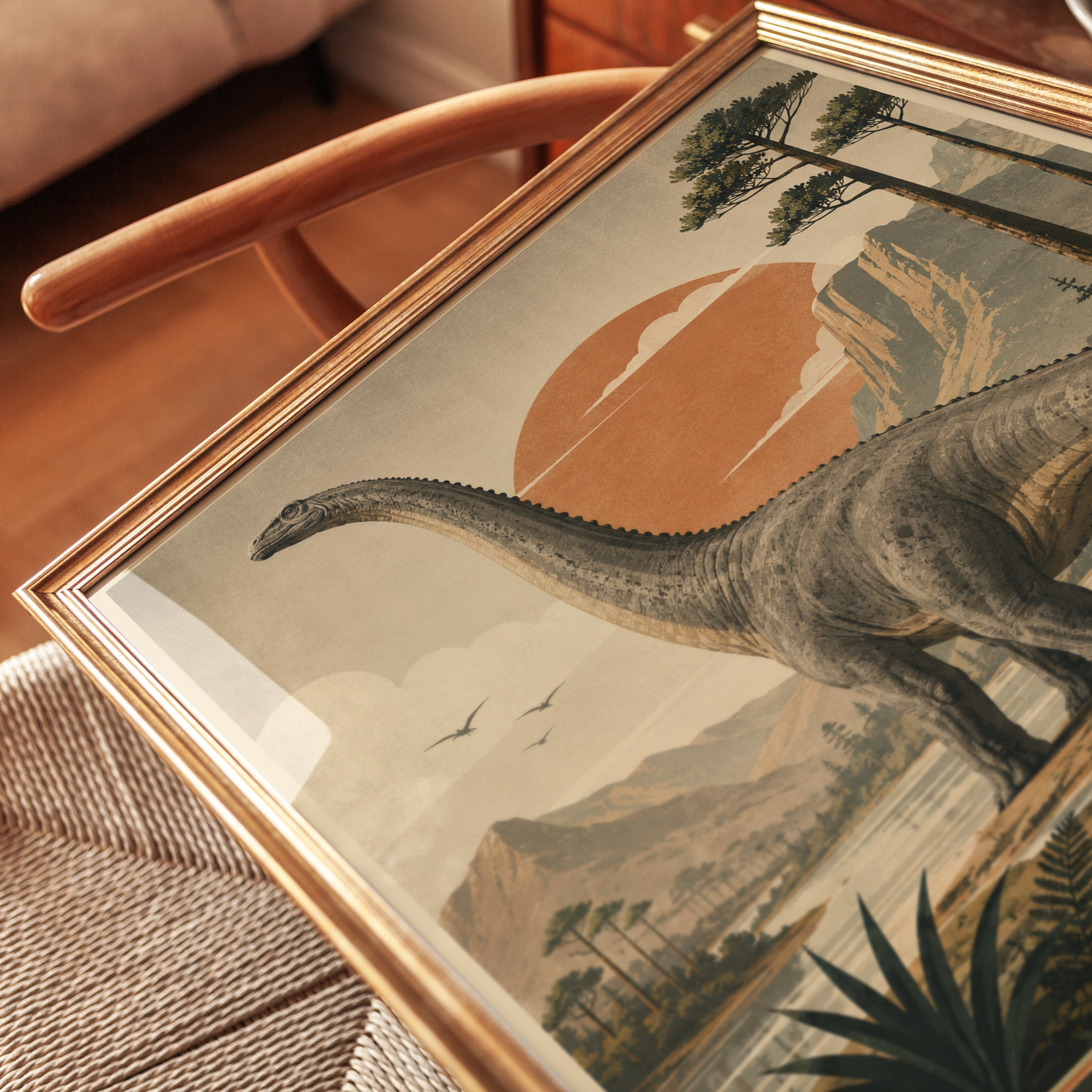 Diplodocus Dinosaur Print: Vintage Natural History Art for Kids - detail