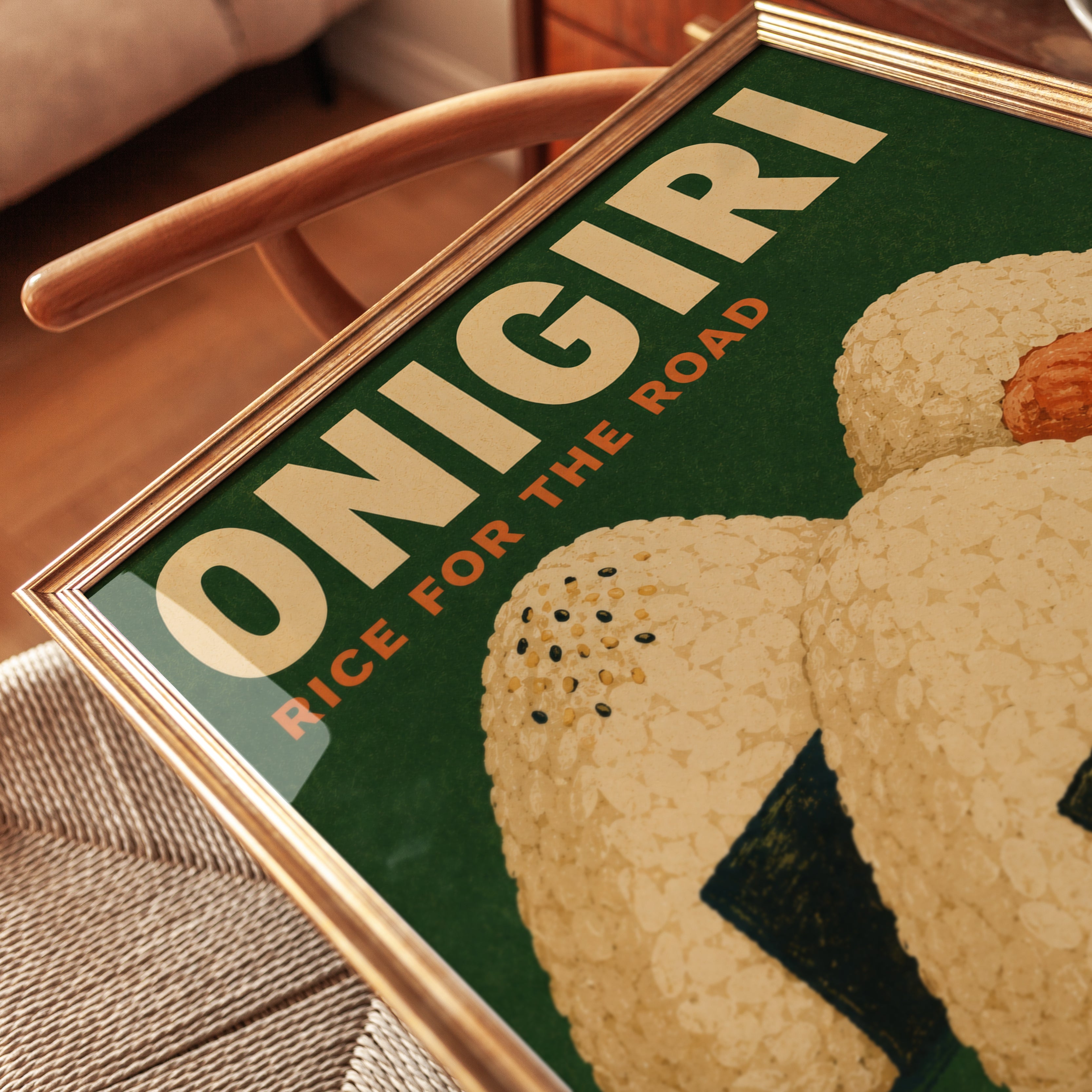 Vintage Food Poster – Onigiri Kitchen Wall Art - detail