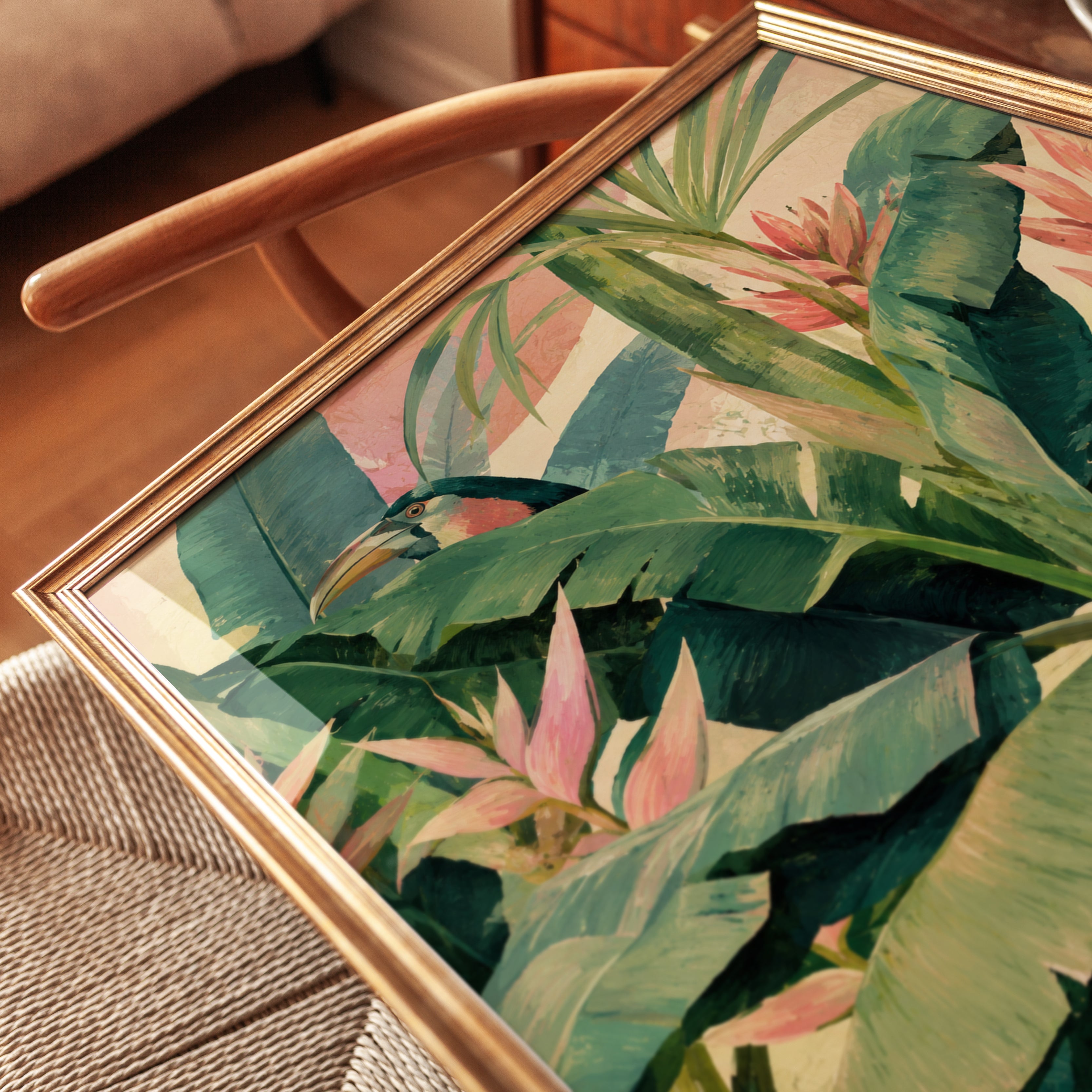 Tropical Bird Wall Art – Botanical Print - detail