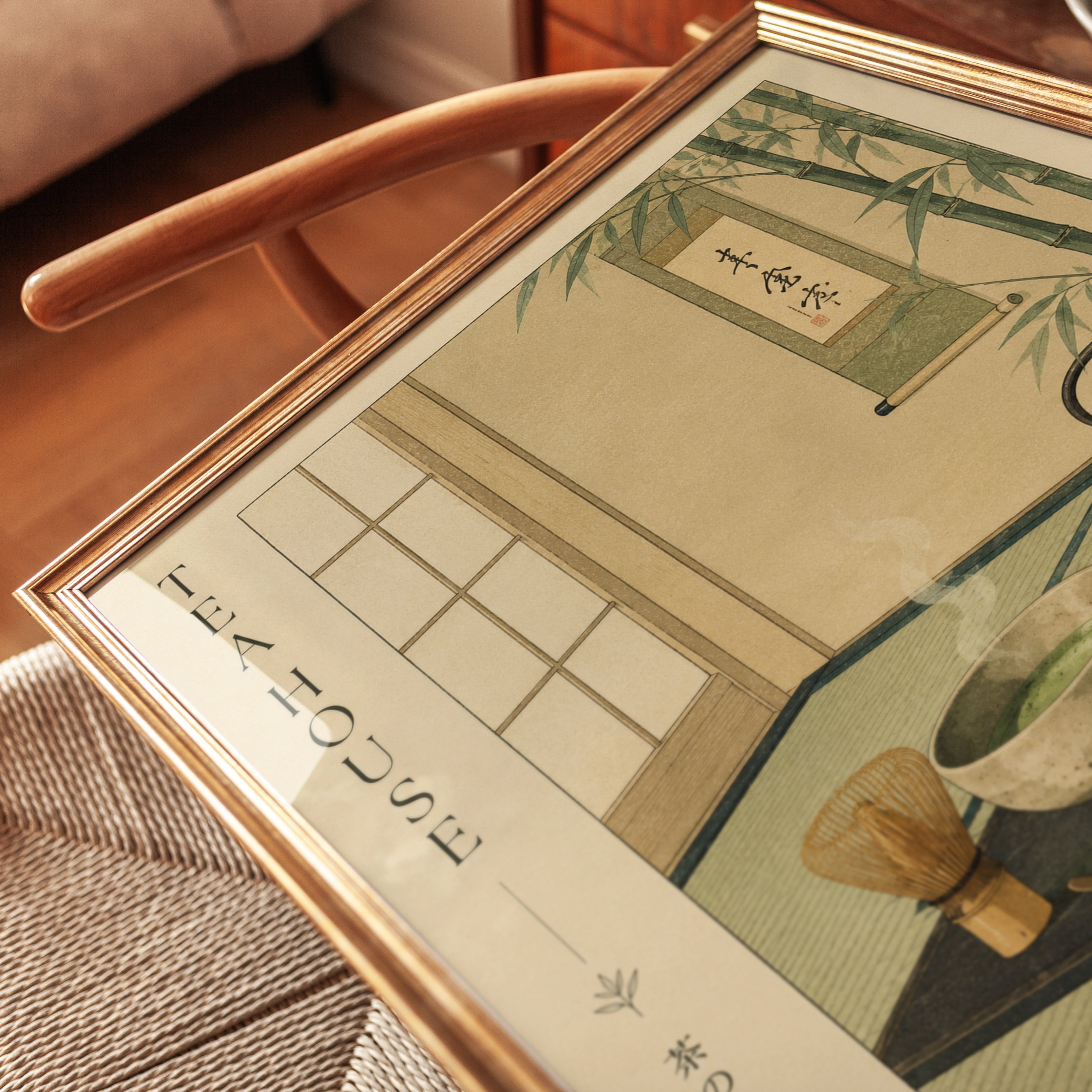 Japanese Tea House Art Print: Traditional Zen Ceremony Scene - detail