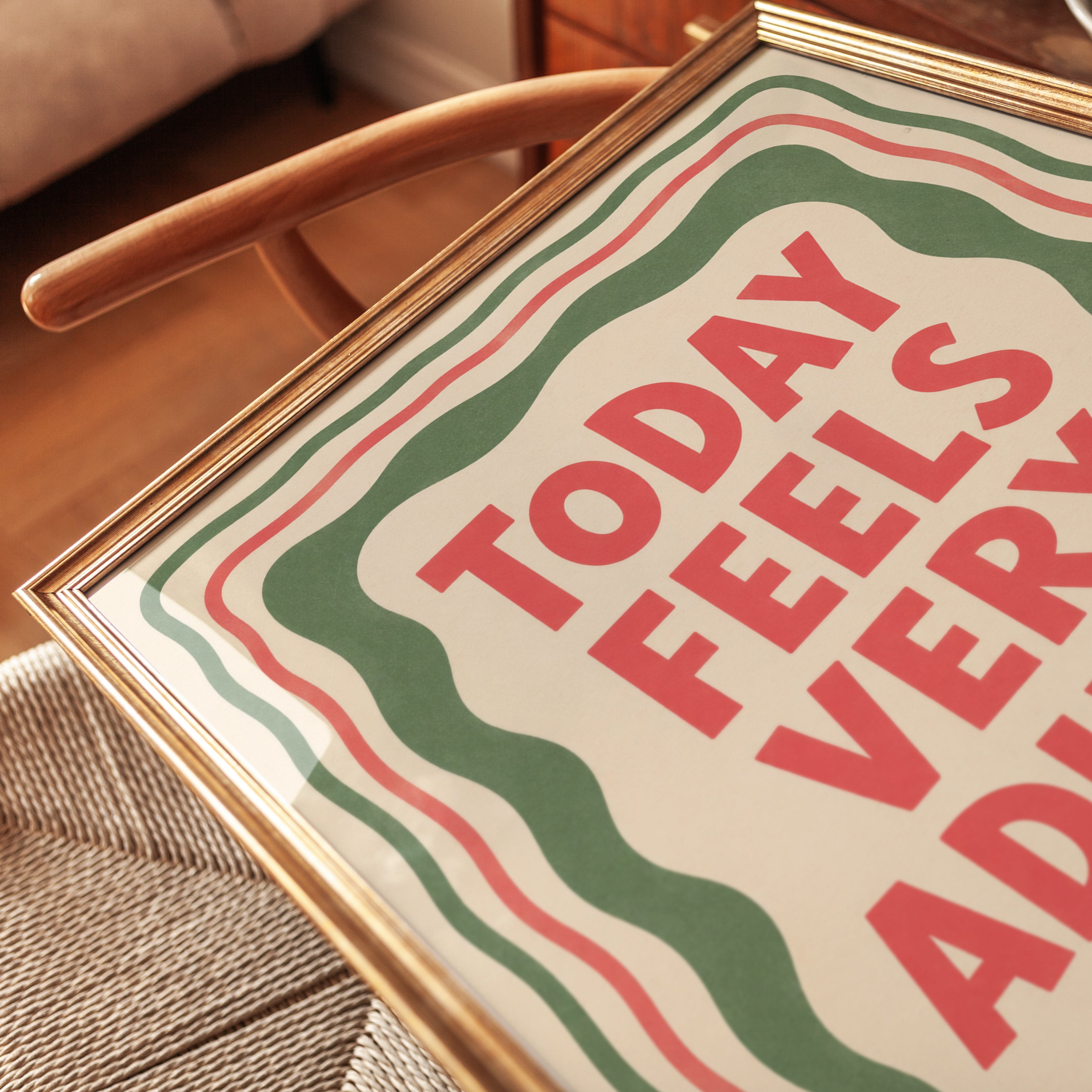 Today Feels Very Adulty Print: Retro Typography Poster - detail