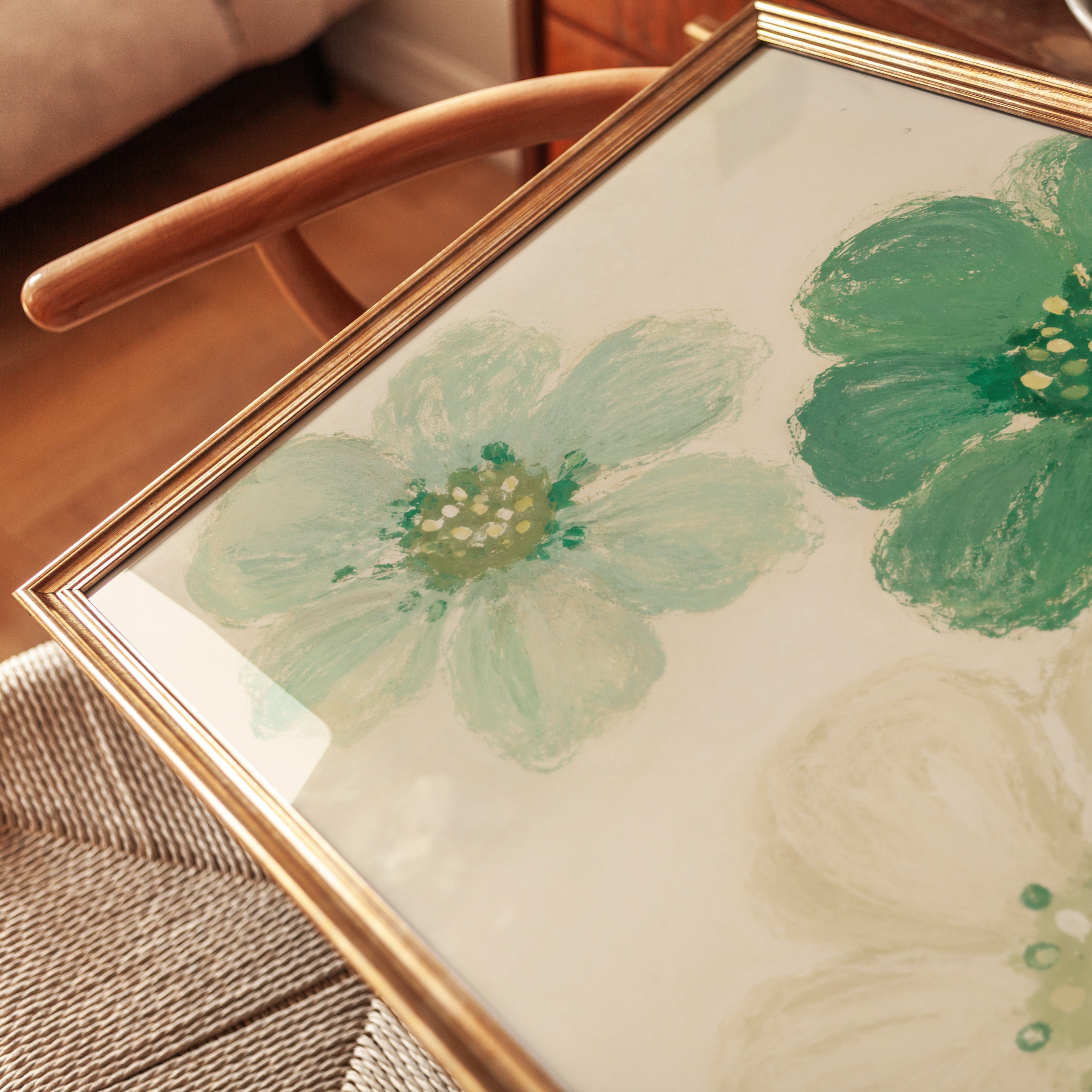 Green Floral Wall Art – Botanical Flower Print - detail