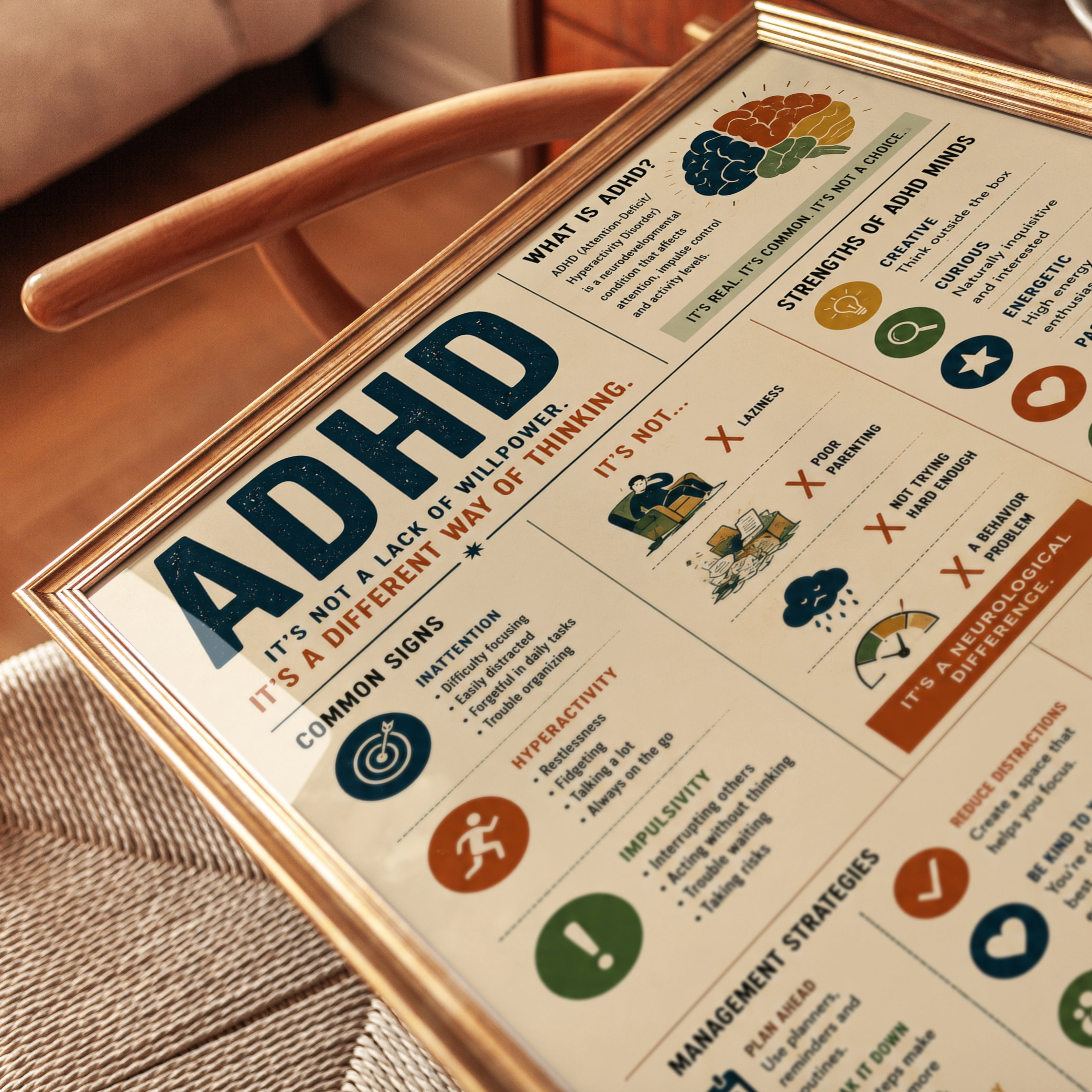 ADHD Awareness Poster – Educational Print - detail