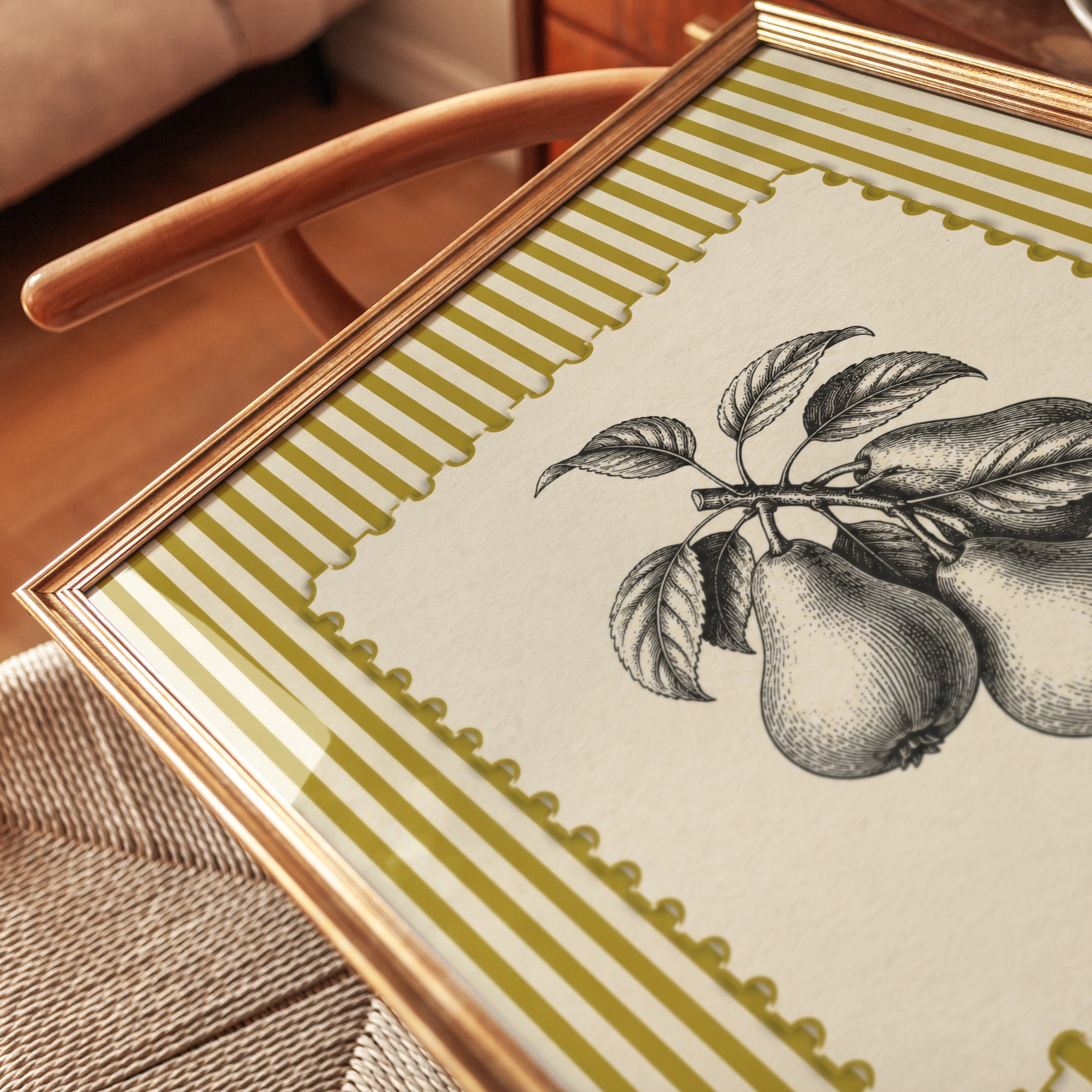 Pear Botanical Print – Vintage Fruit Wall Art - detail