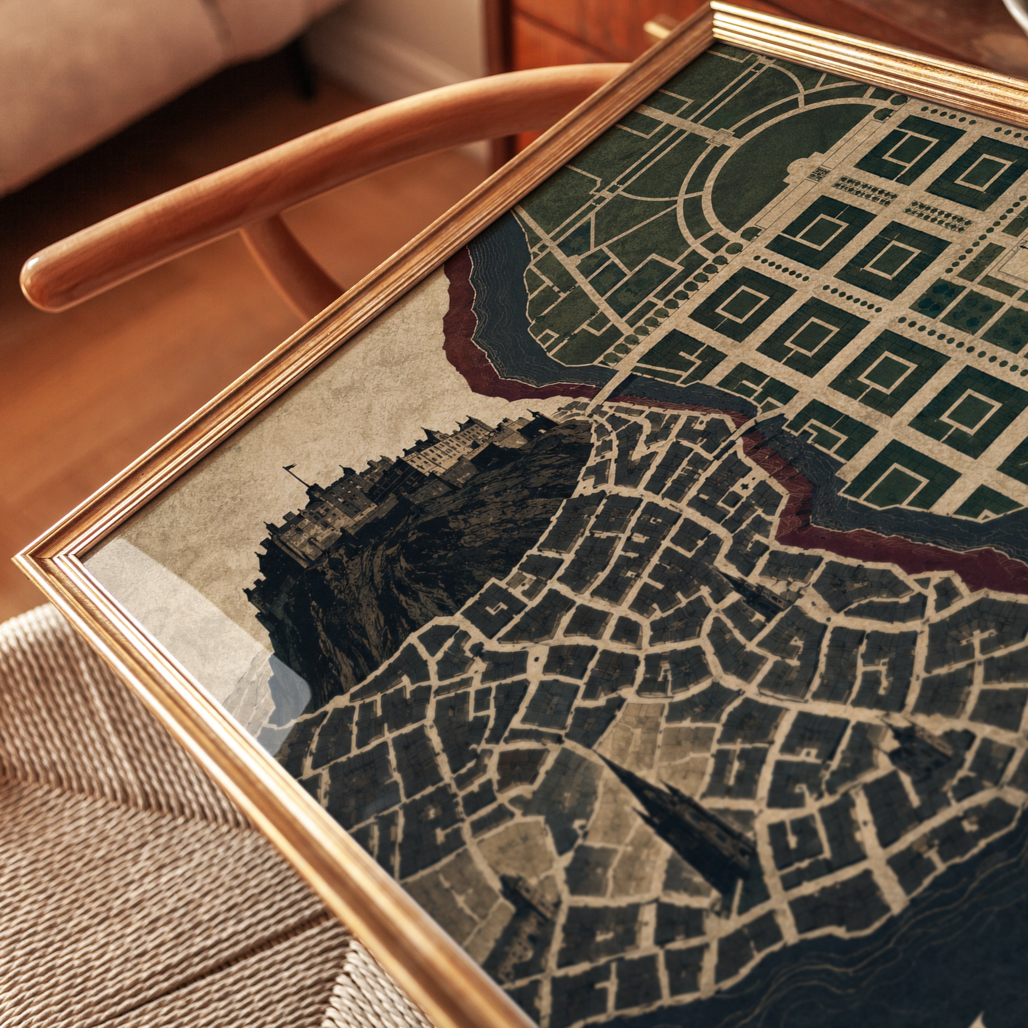 Vintage Map Wall Art – Old and New City Print - detail