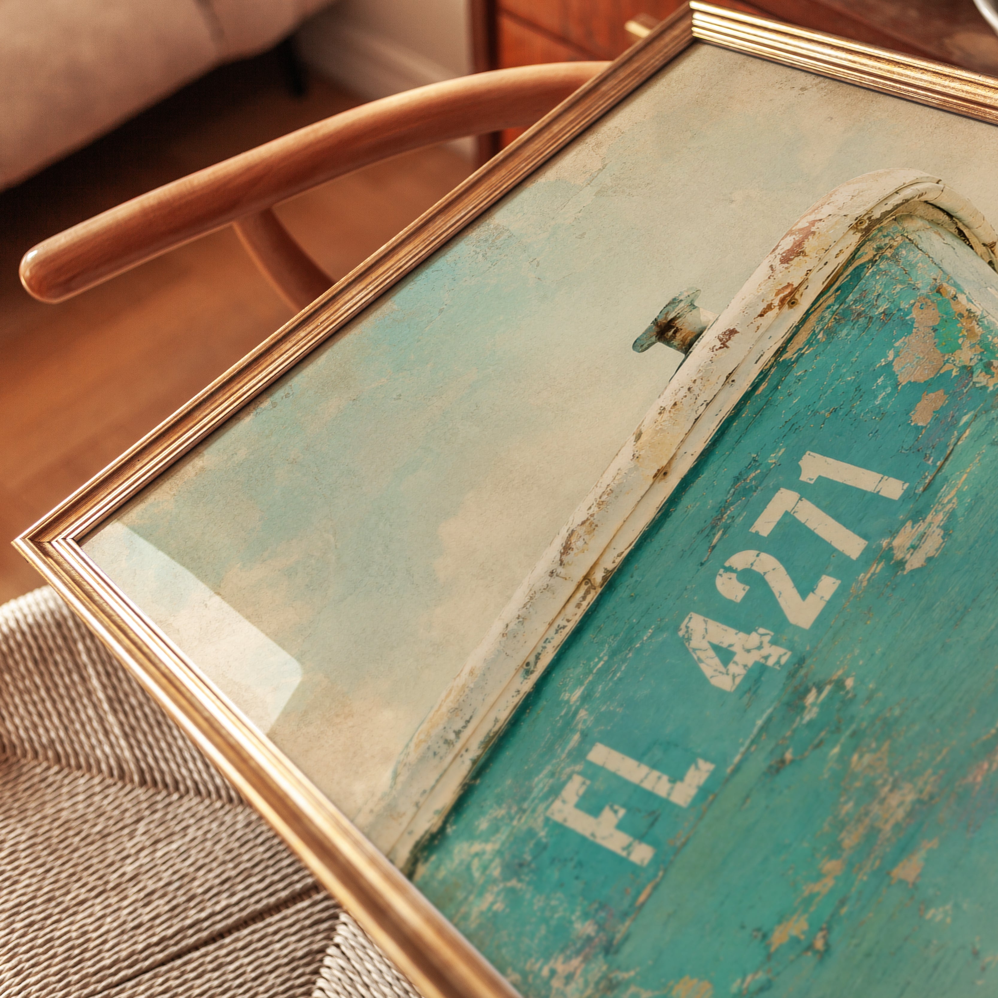 Vintage Boat Wall Art – Coastal Decor Print - detail