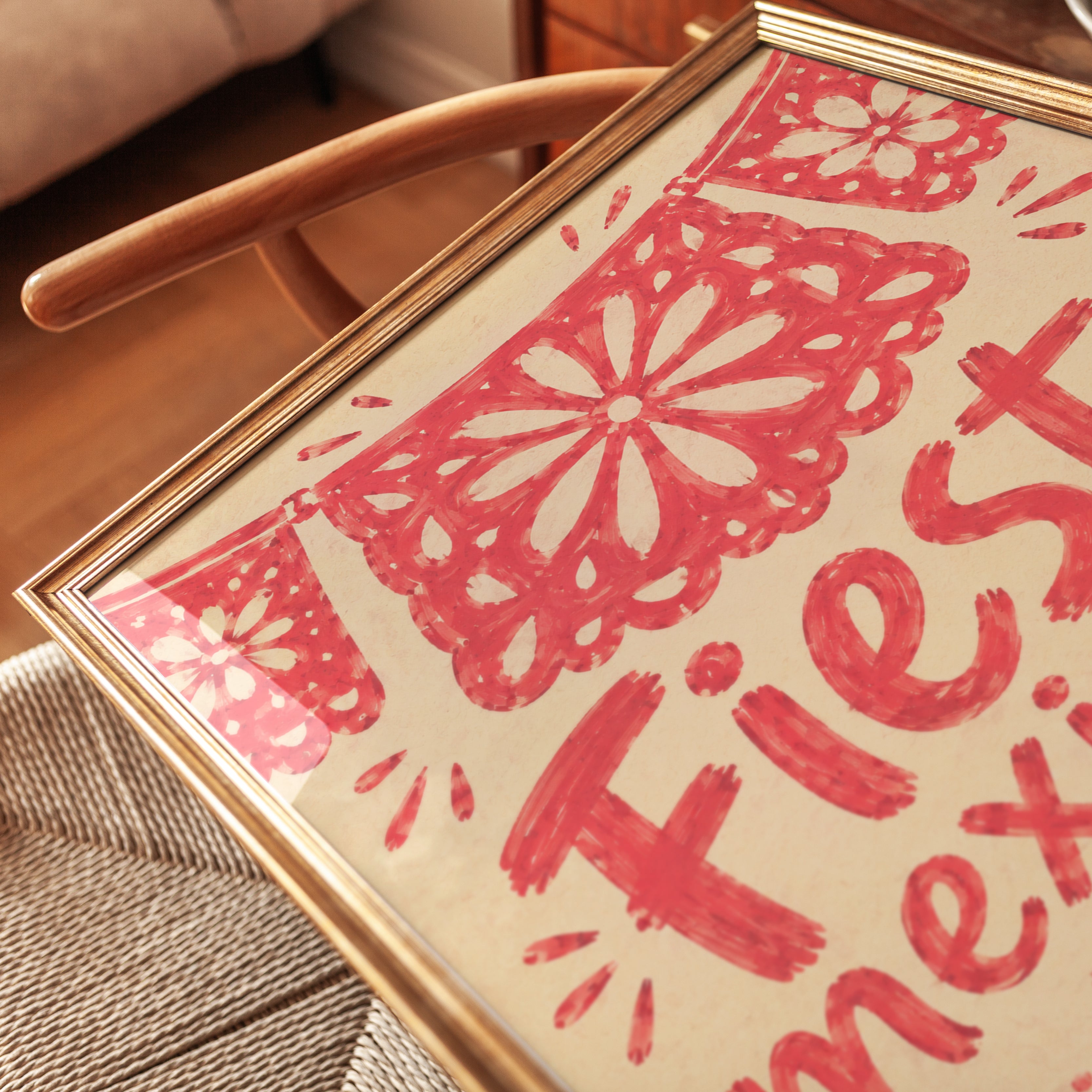 Fiesta Mexicana Papel Picado Art Print: Red Folk Design - detail