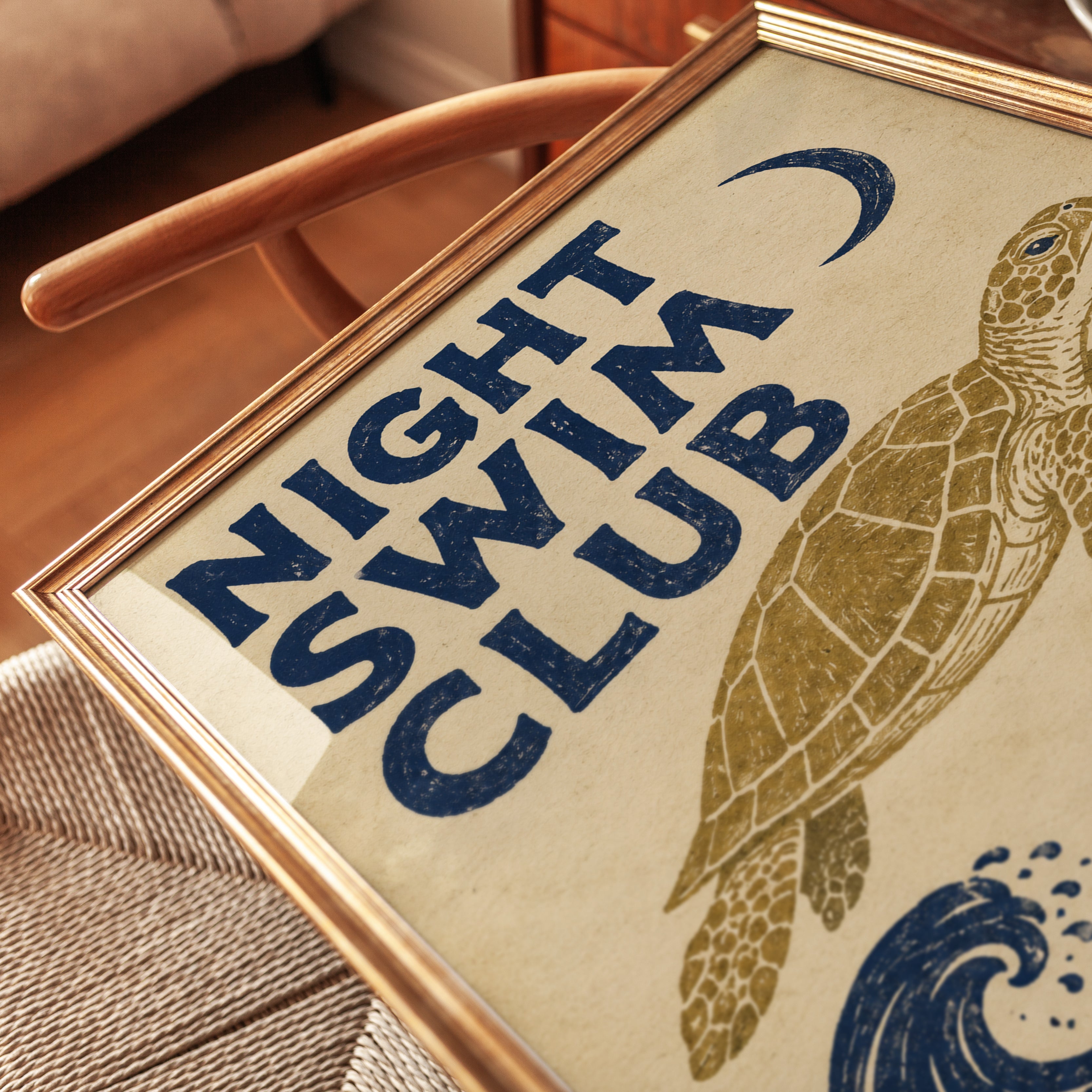Sea Turtle Wall Art – Coastal Beach Decor - detail