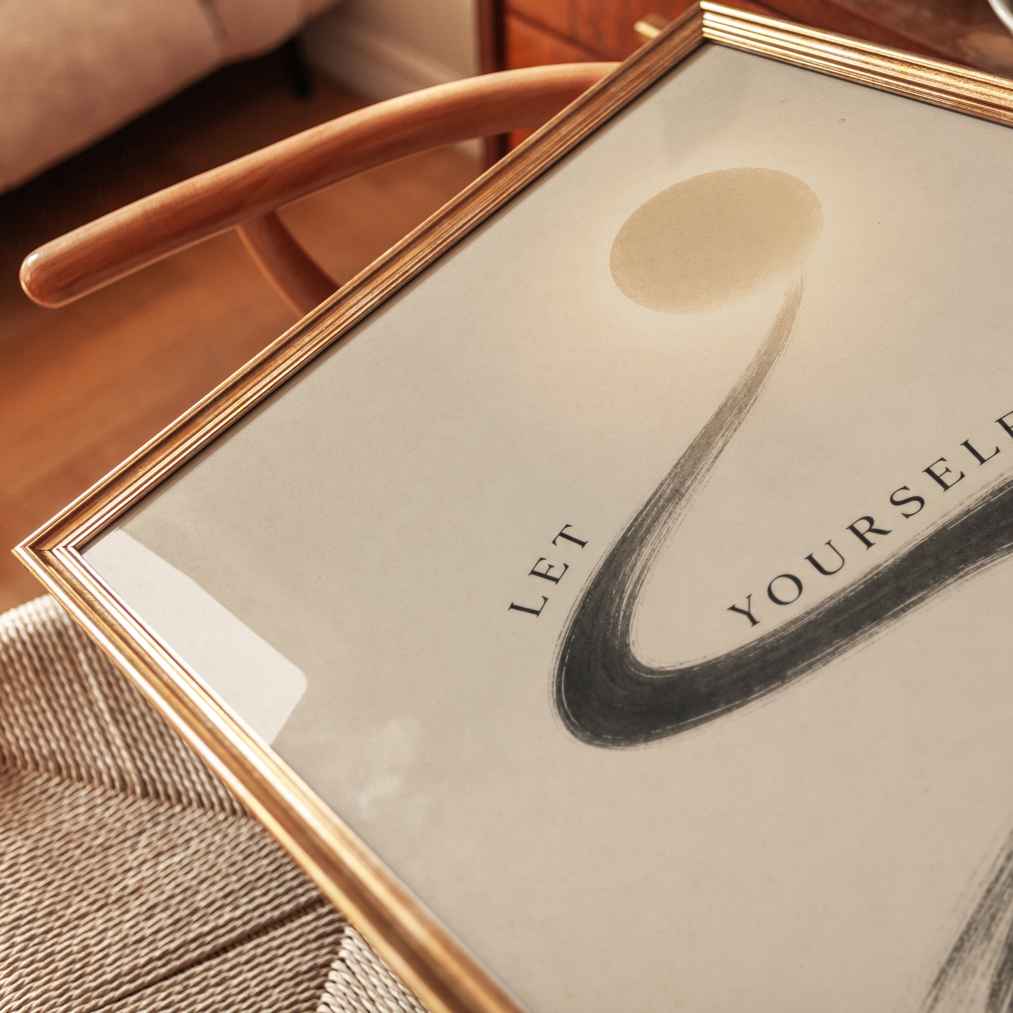 Winding Path Journey Print: Minimalist Beige and Black Wall Art - detail