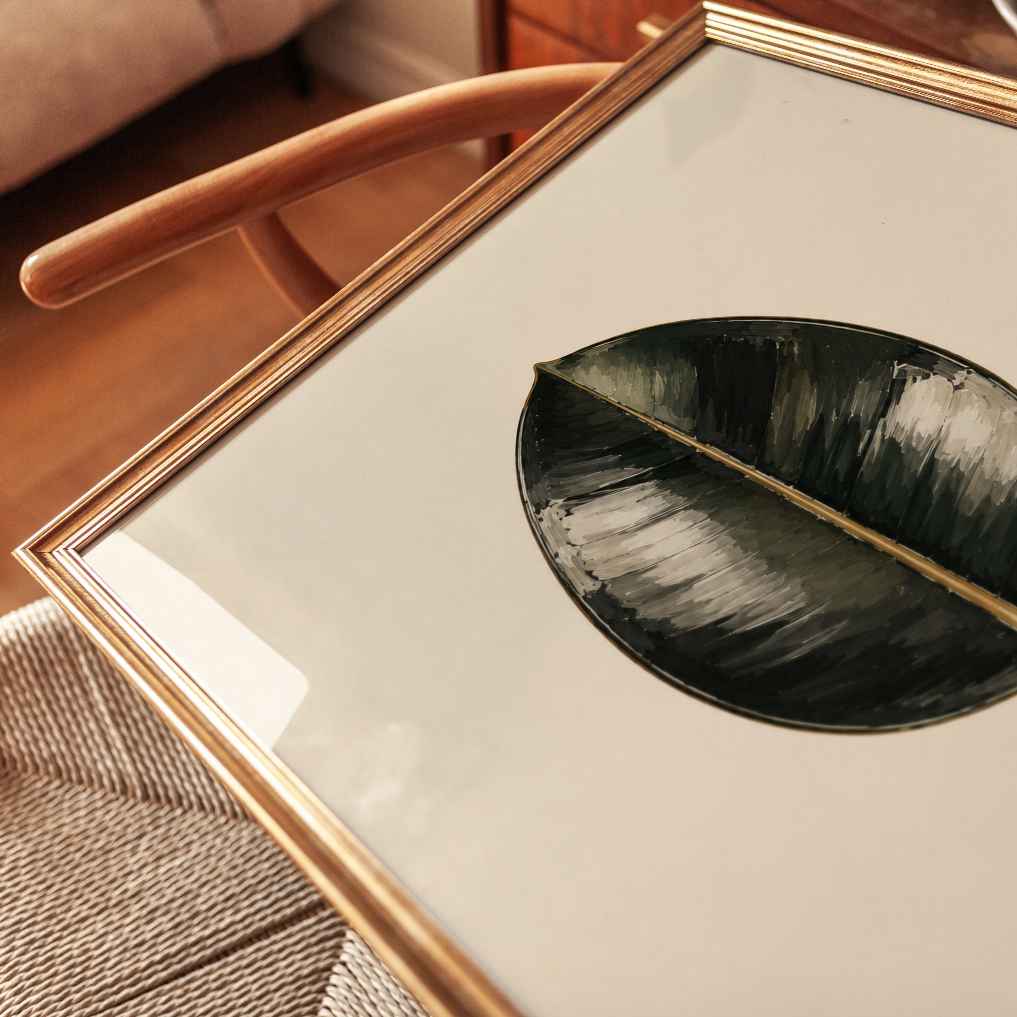 Rubber Plant Leaf Print: Vintage Botanical Wall Art - detail