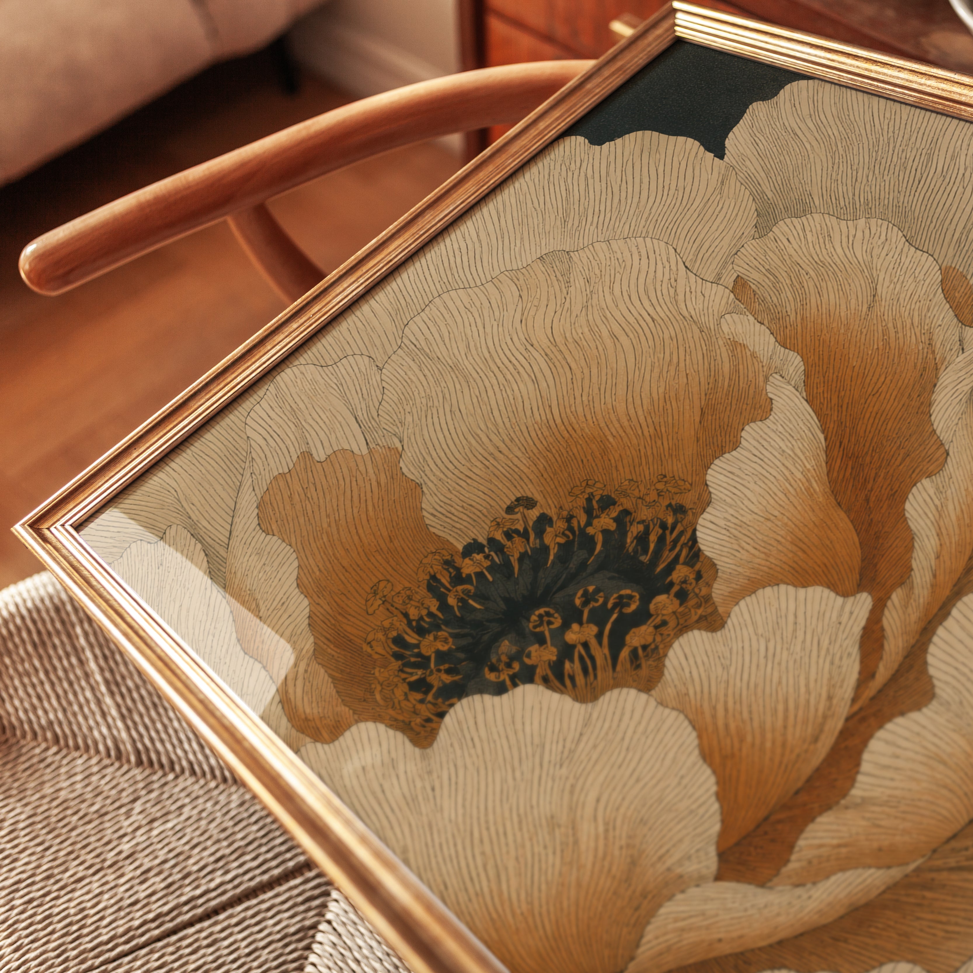 Wabi Sabi Peony Print - detail