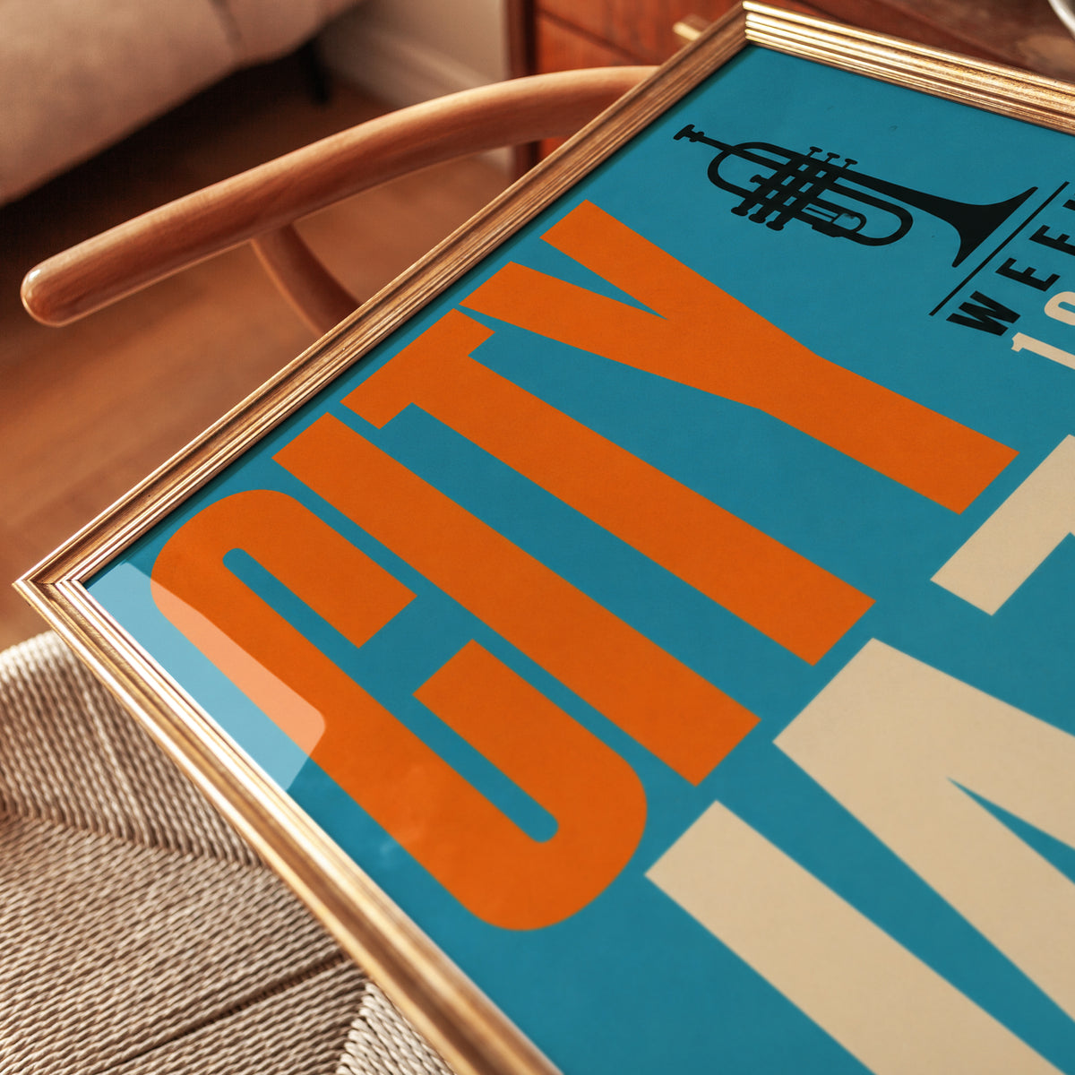 Jazz Festival Poster: Retro City Design - detail