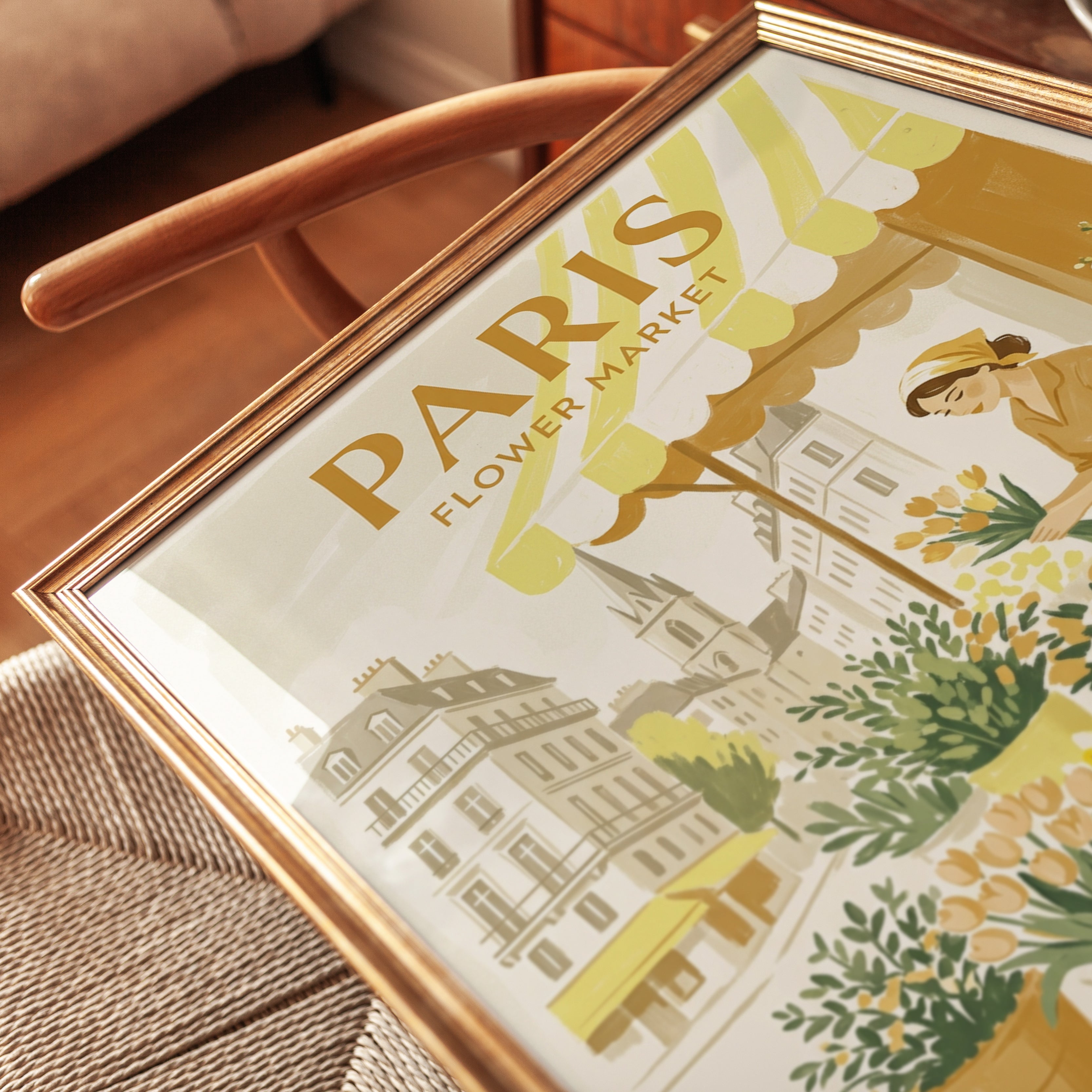 Paris Flower Market Poster: Vintage French Travel Art Print - detail