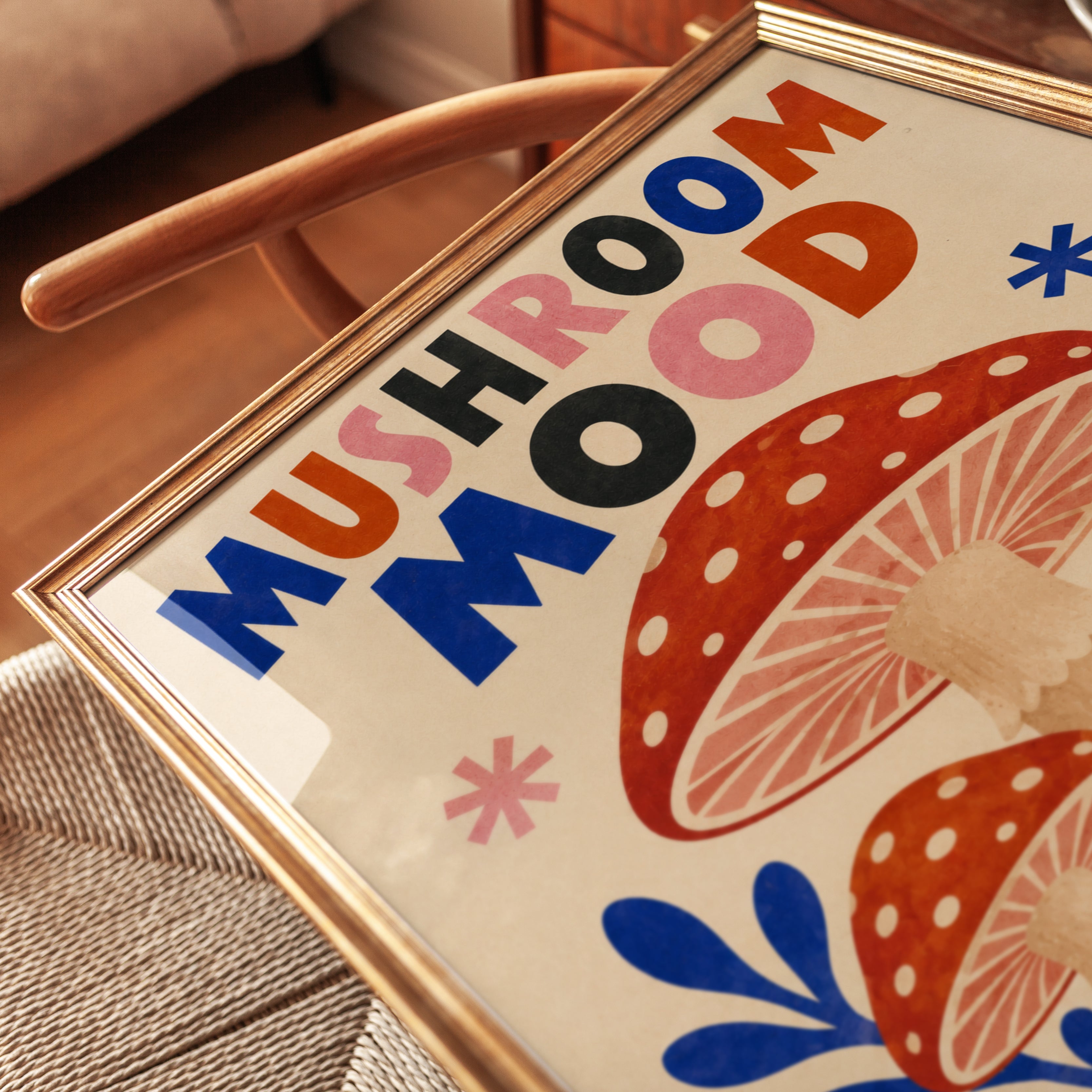 Mushroom Wall Art – Retro Kitchen Print - detail