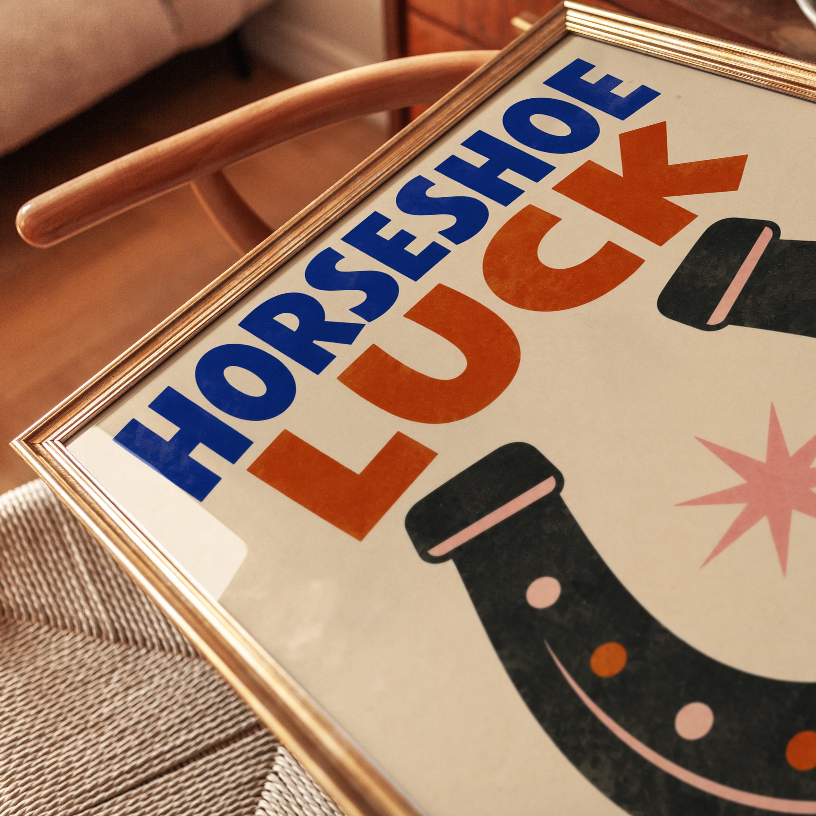 Horseshoe Wall Art – Good Luck Print - detail