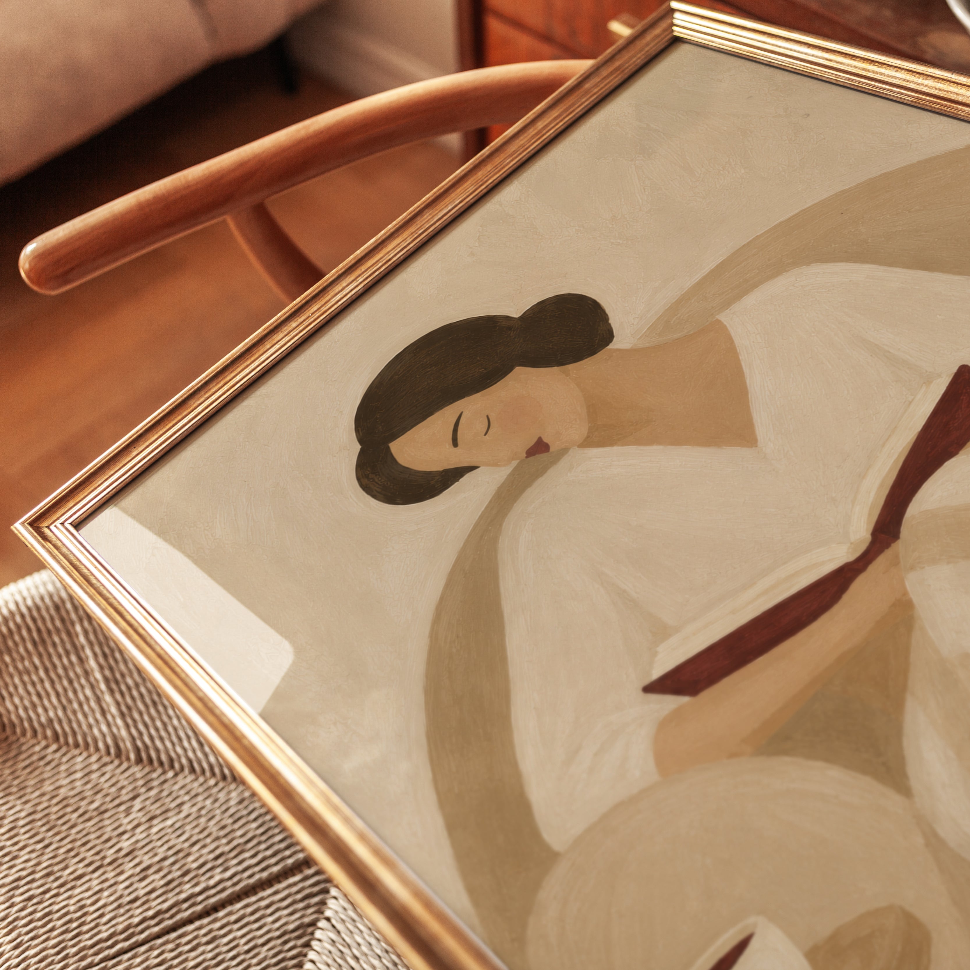 Woman Reading Wall Art – Figurative Print - detail
