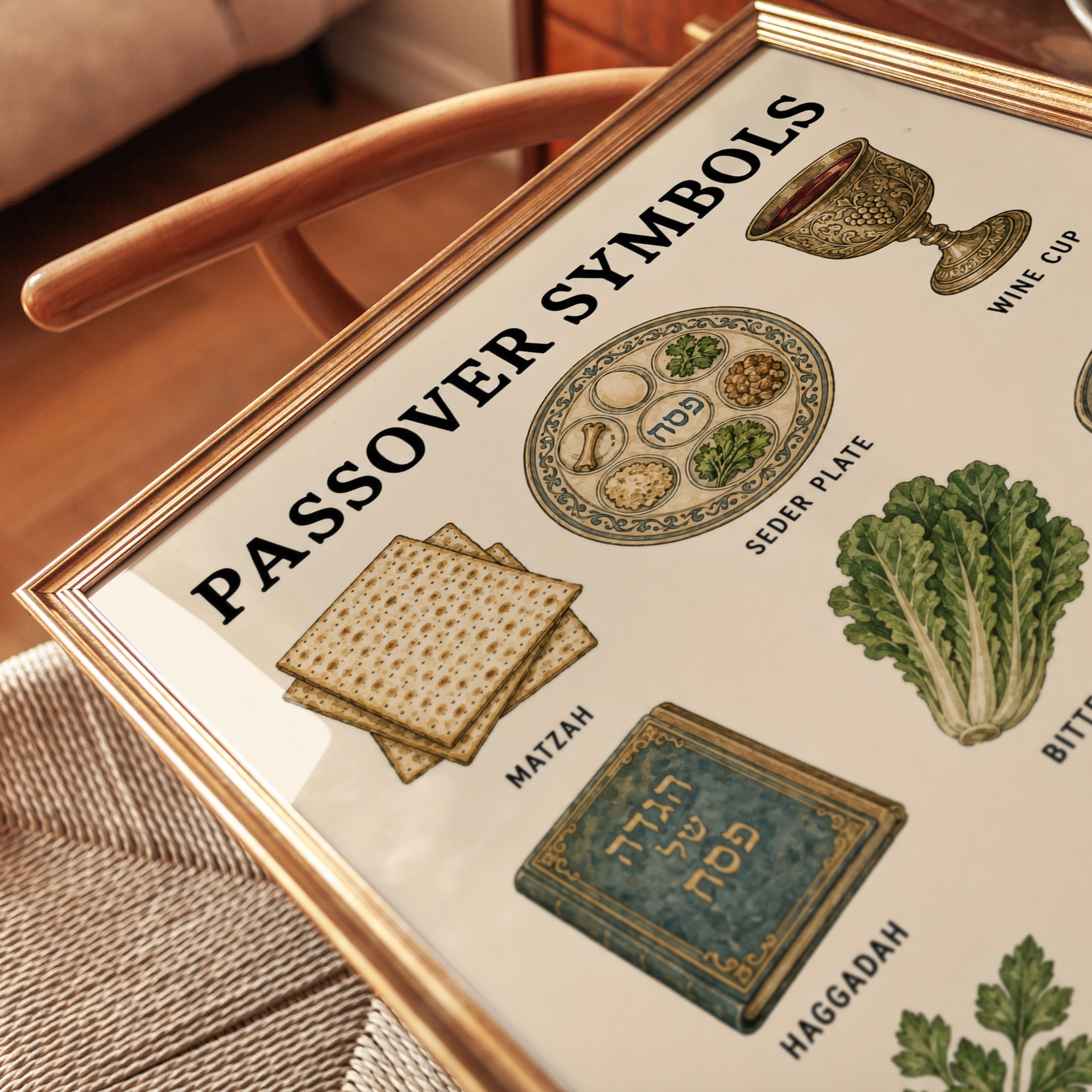 Jewish Passover Art Print – Seder Symbols - detail