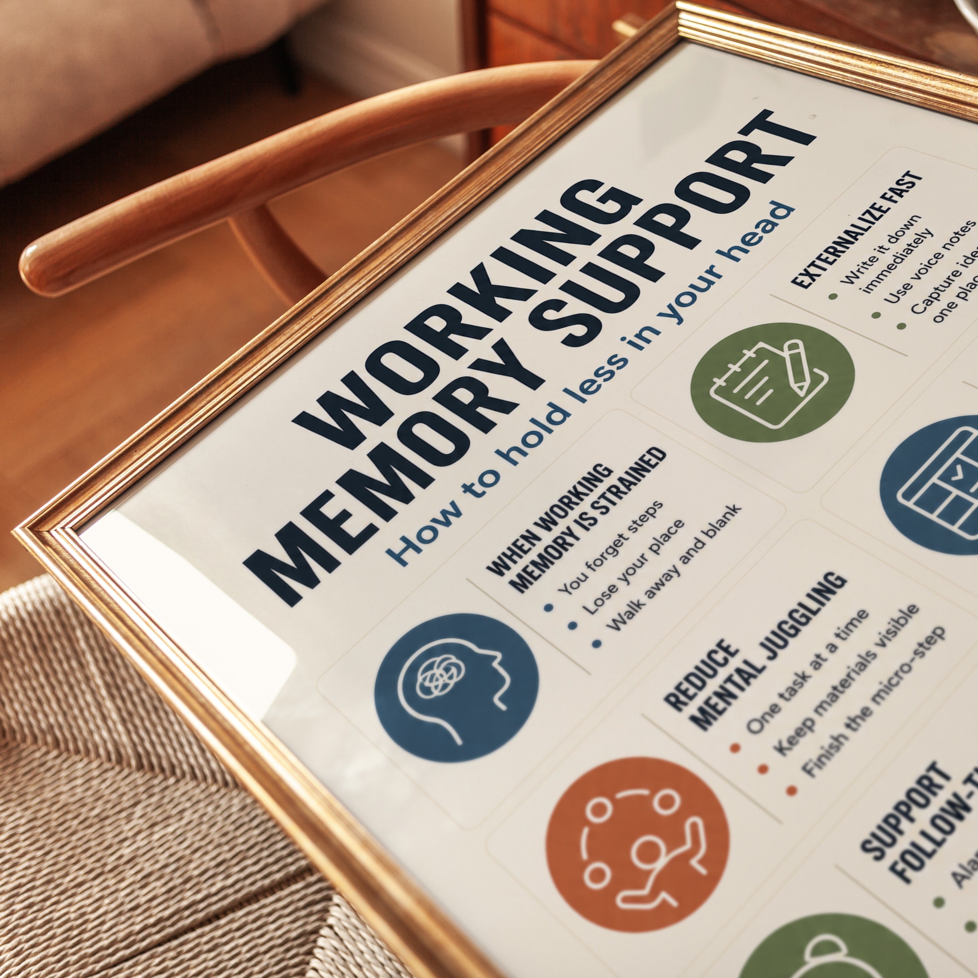 Working Memory Infographic: Cognitive Support Print (Study Room Decor) - detail