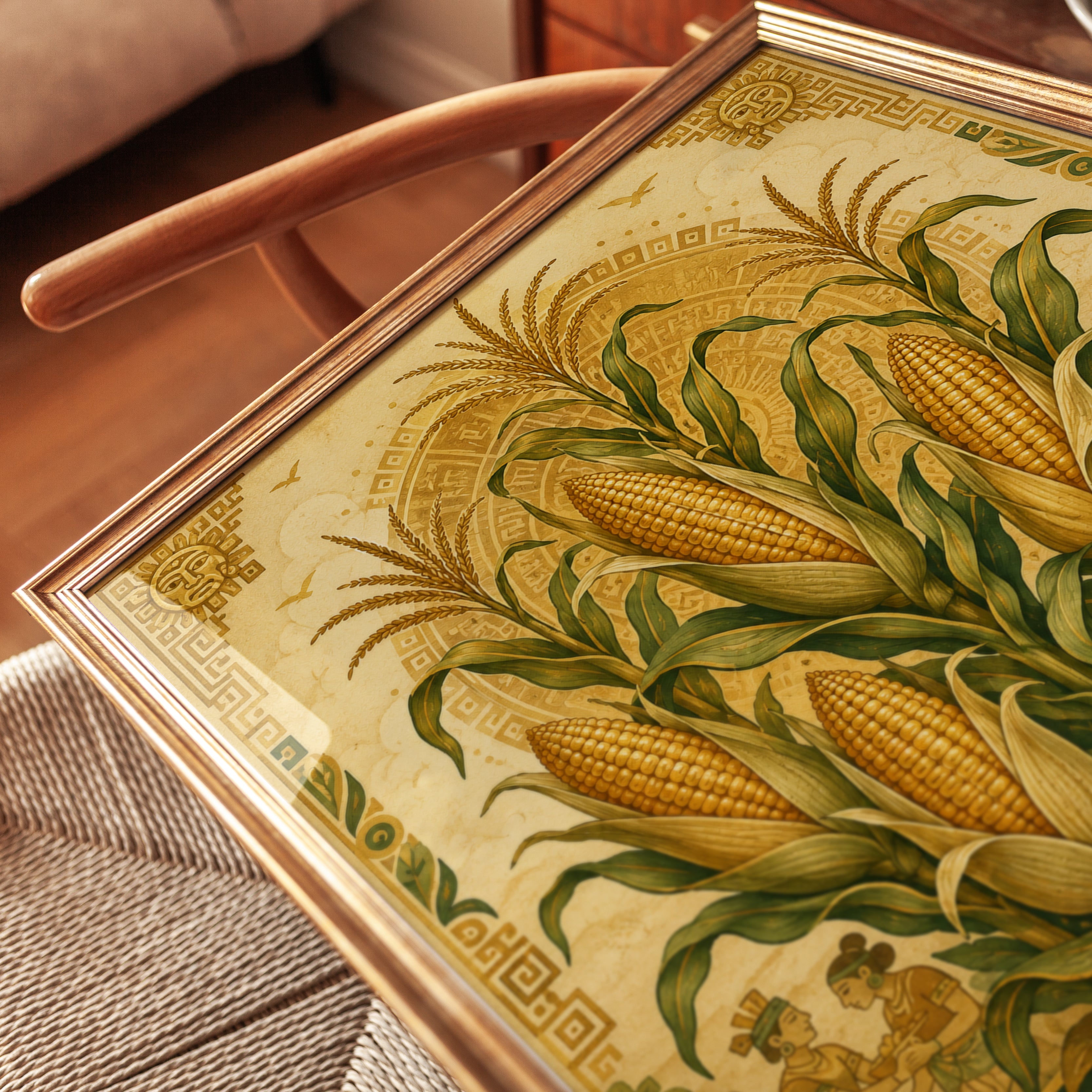 Harvest Wall Art – Corn Folk Art Print - detail