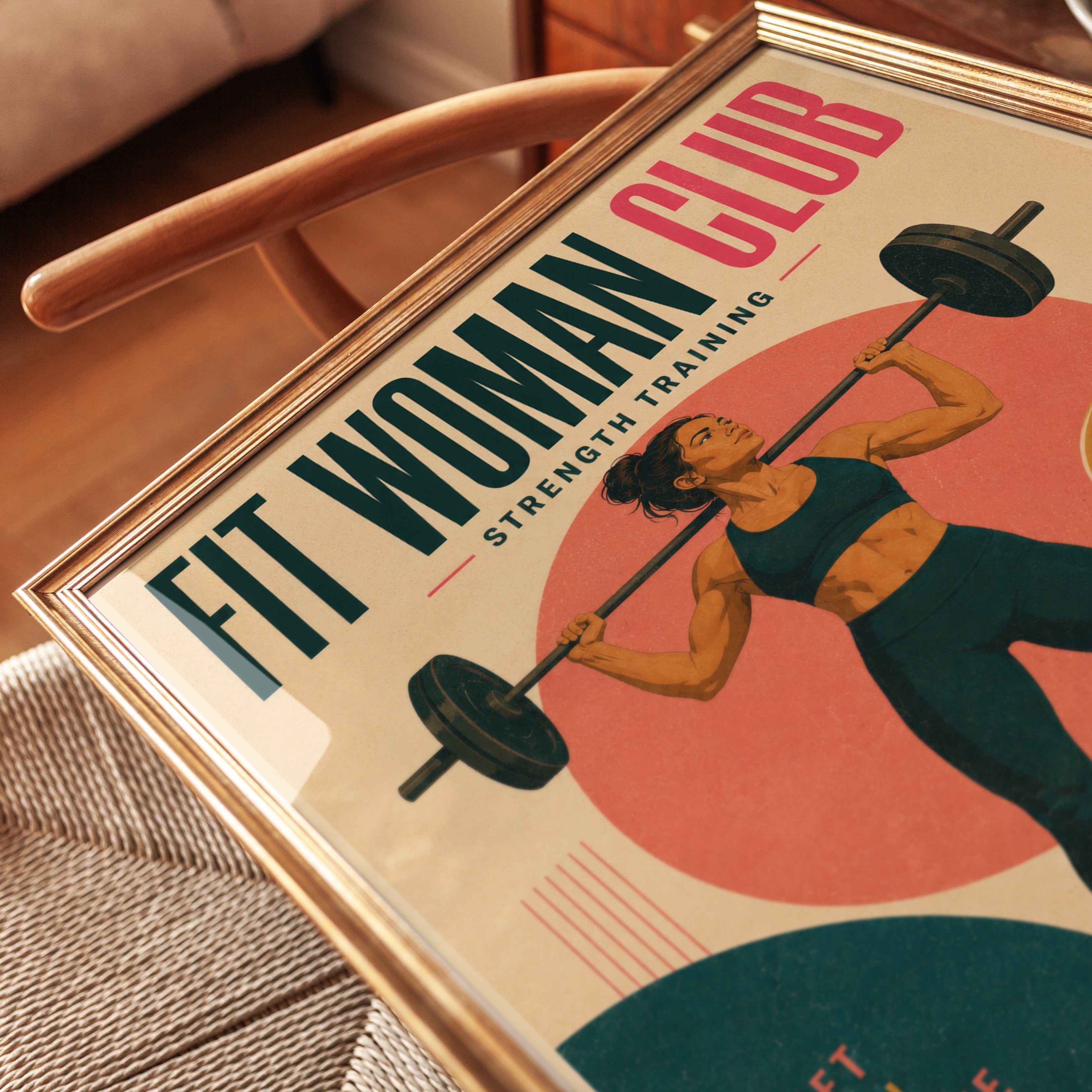 Fitness Wall Art: Retro Strength Training Poster (Home Gym Decor) - detail