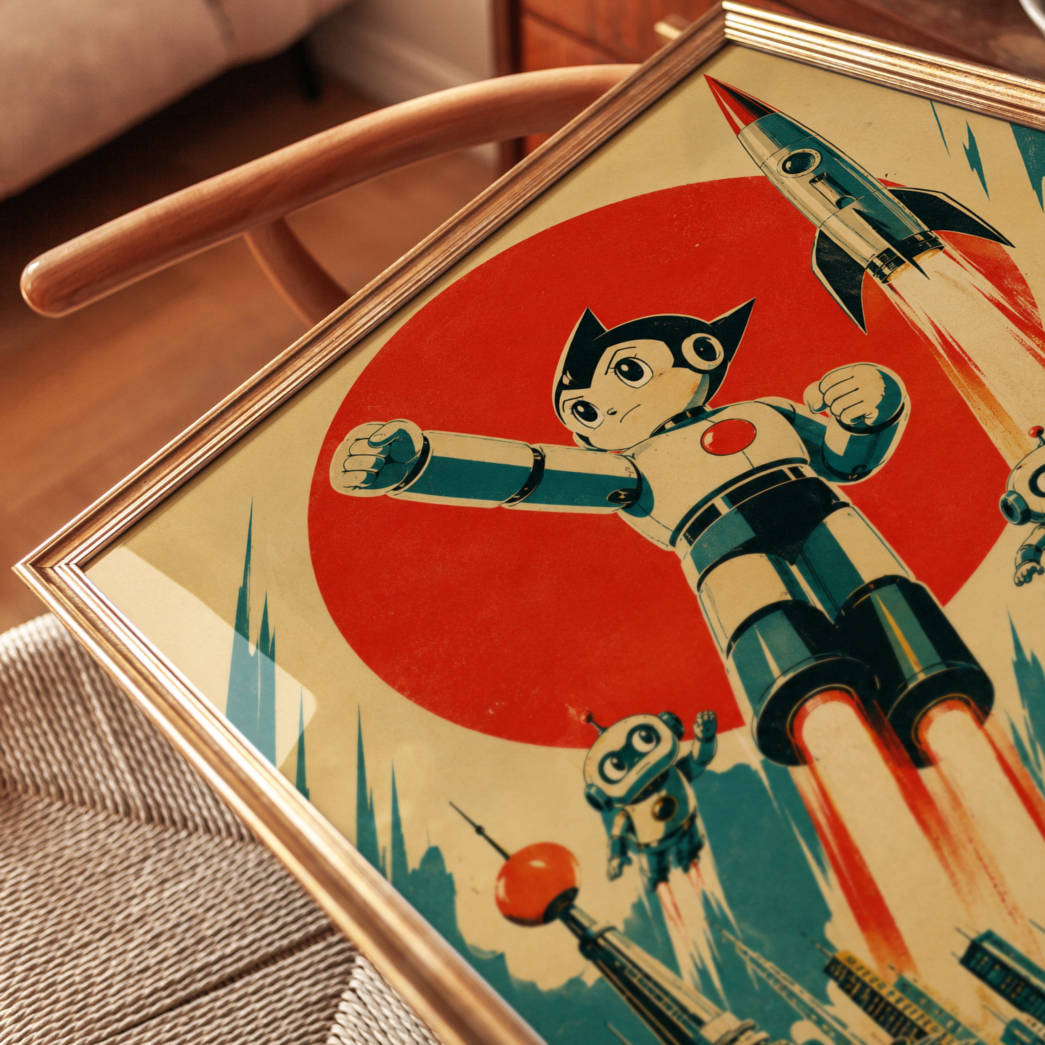 Retro Robot Poster – Vintage Sci-Fi Wall Art - detail