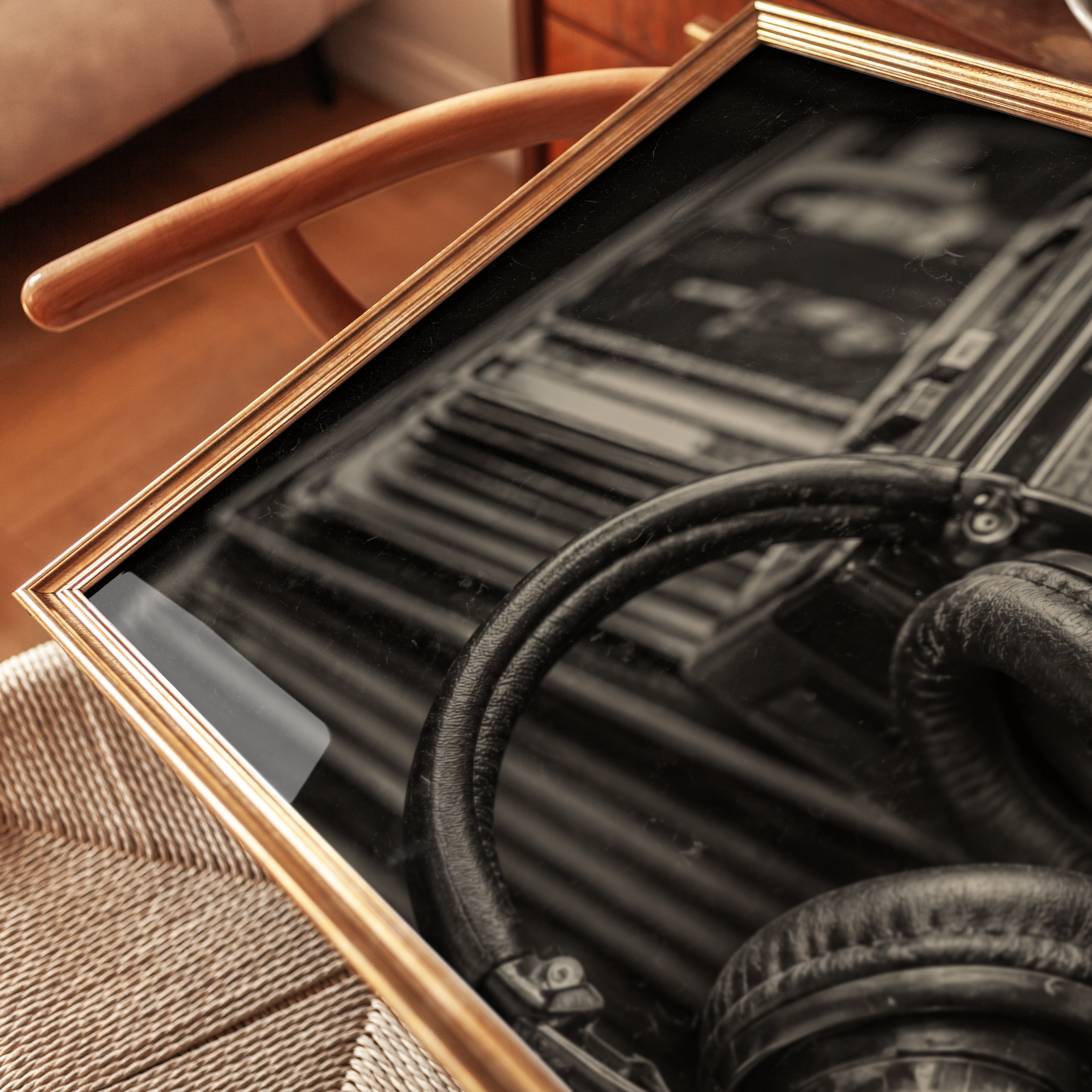 Vintage Audio Equipment Print: Black and White Retro Photography - detail