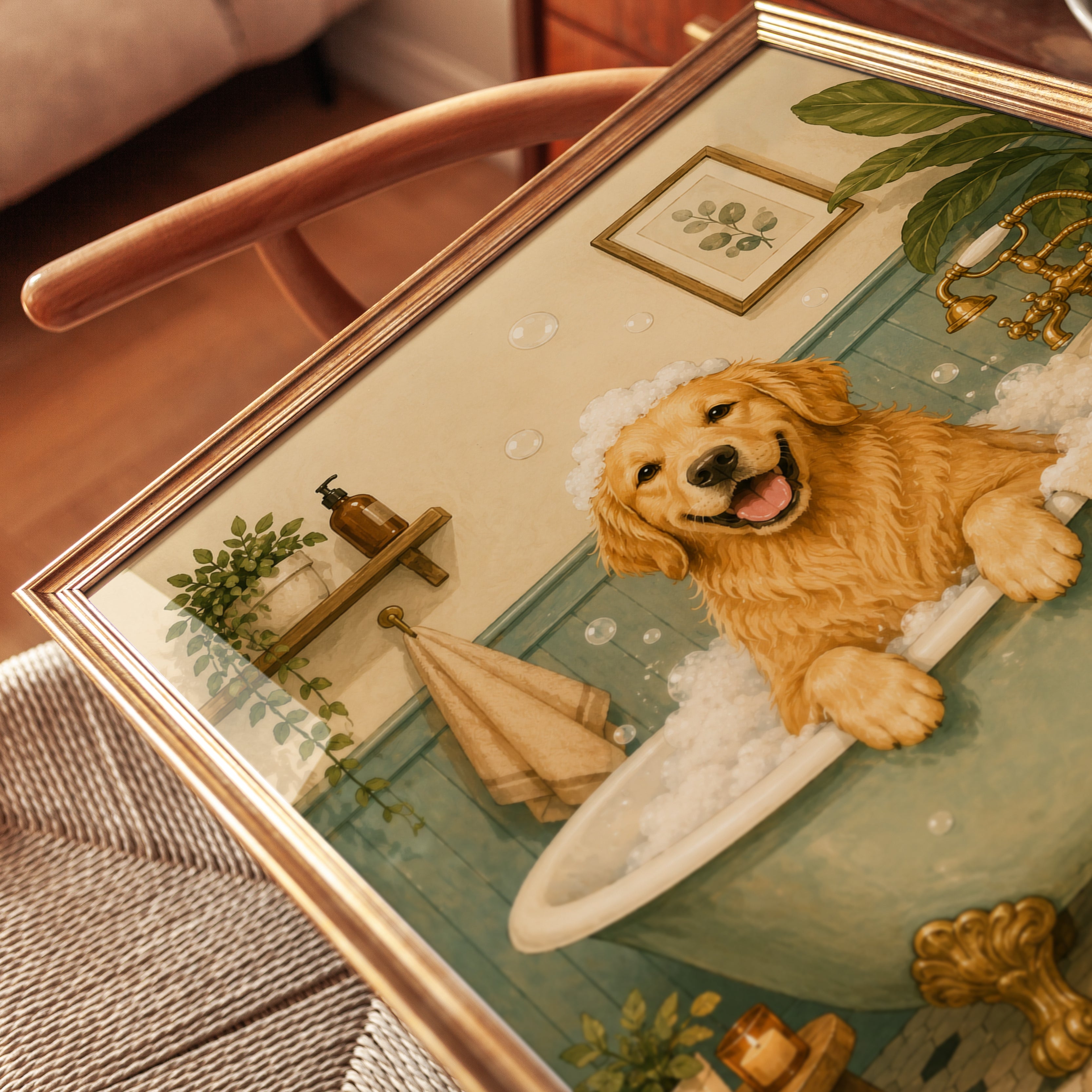 Golden Retriever Bathroom Wall Art - detail