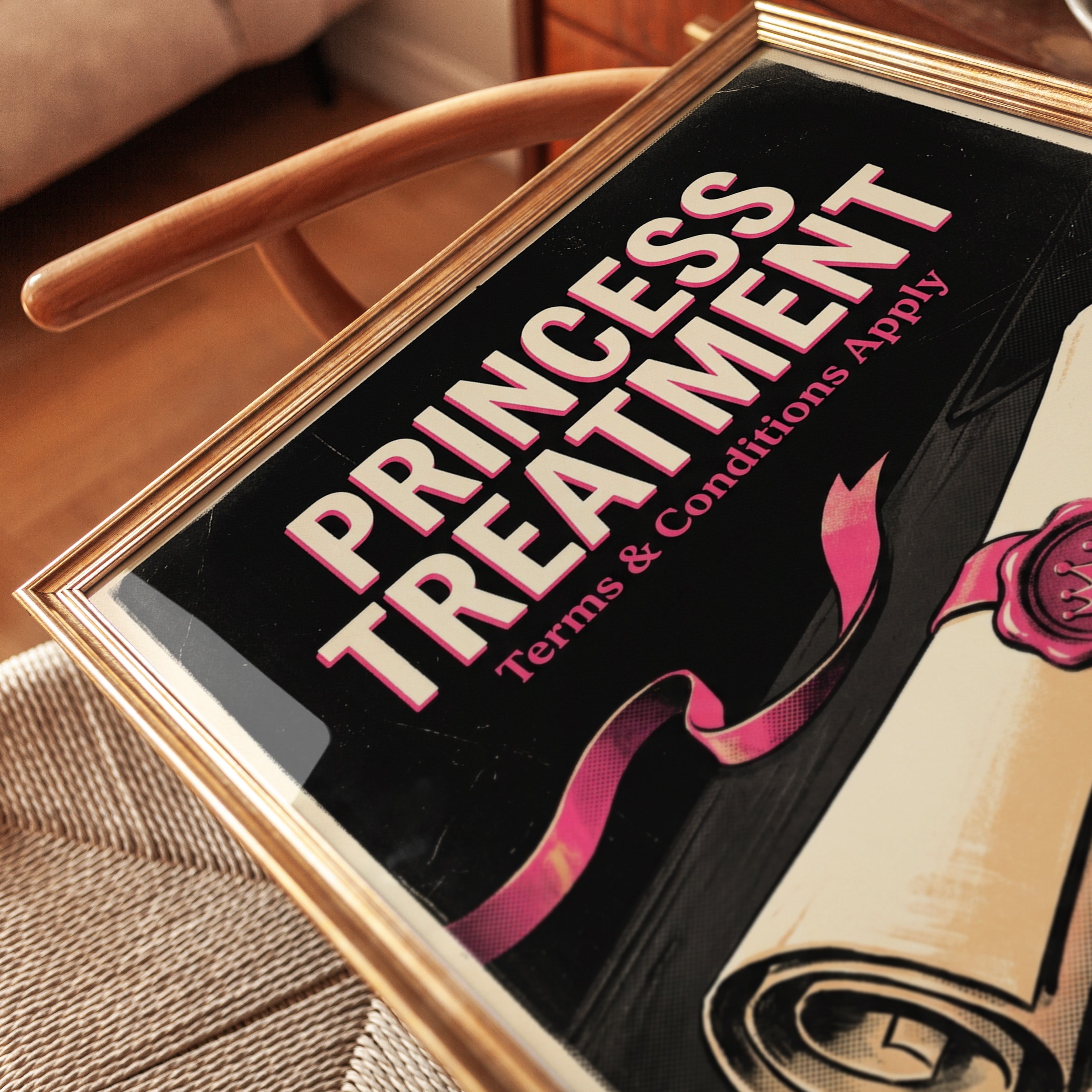 Princess Treatment Contract Poster: Retro Typography Wall Art - detail