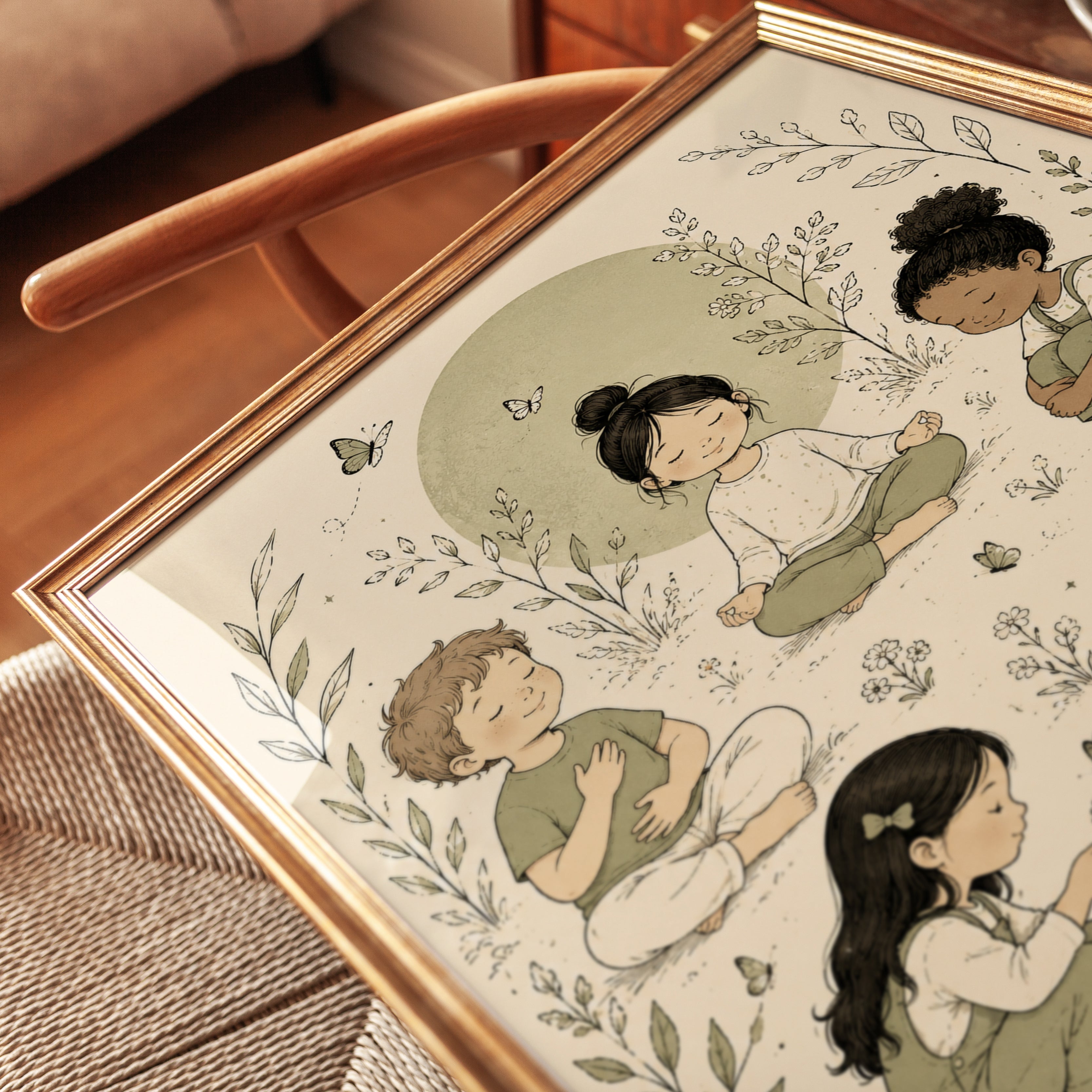 Mindful Kids Wall Art – Meditation Nursery Print - detail
