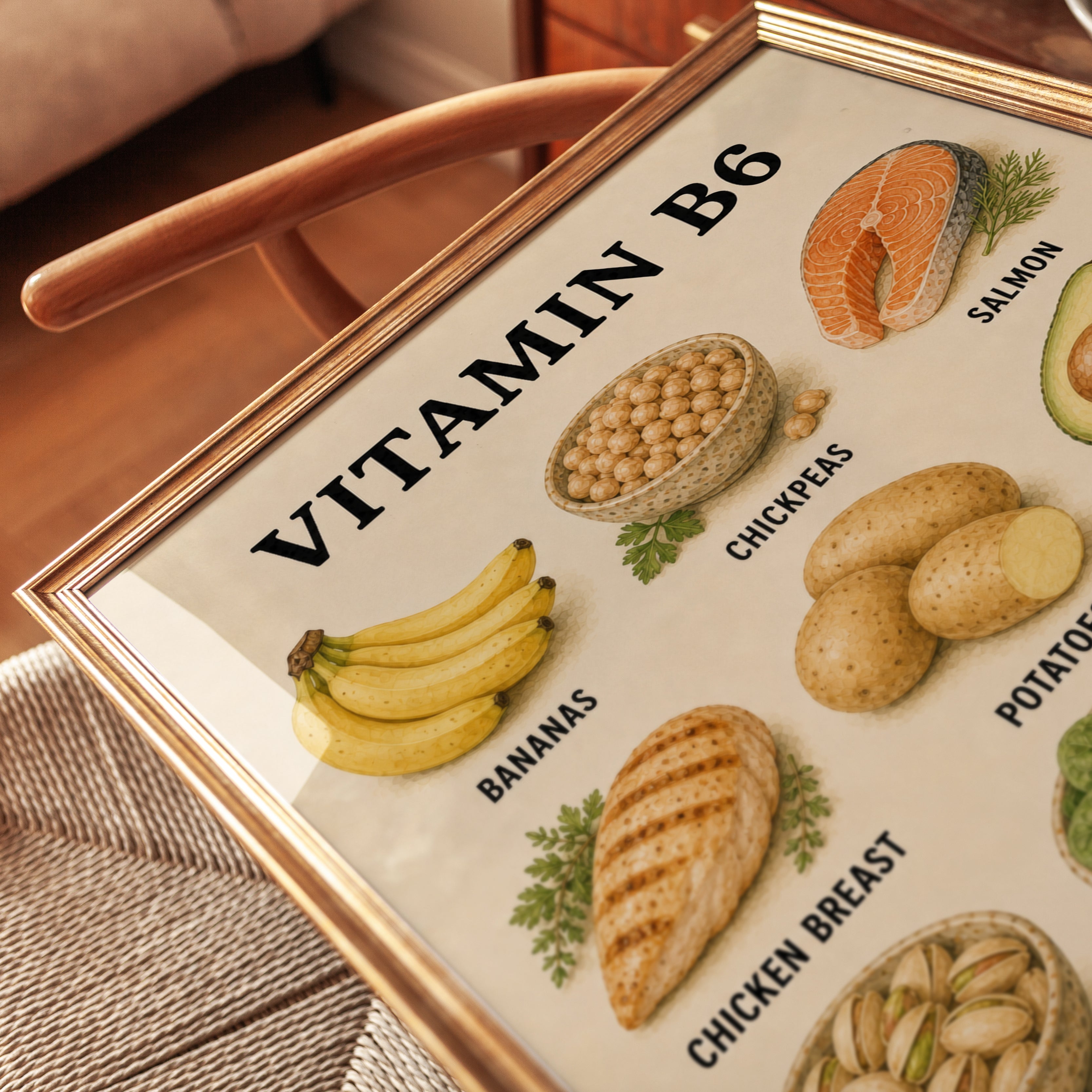 Vitamin B6 Foods Poster – Kitchen Wall Art - detail