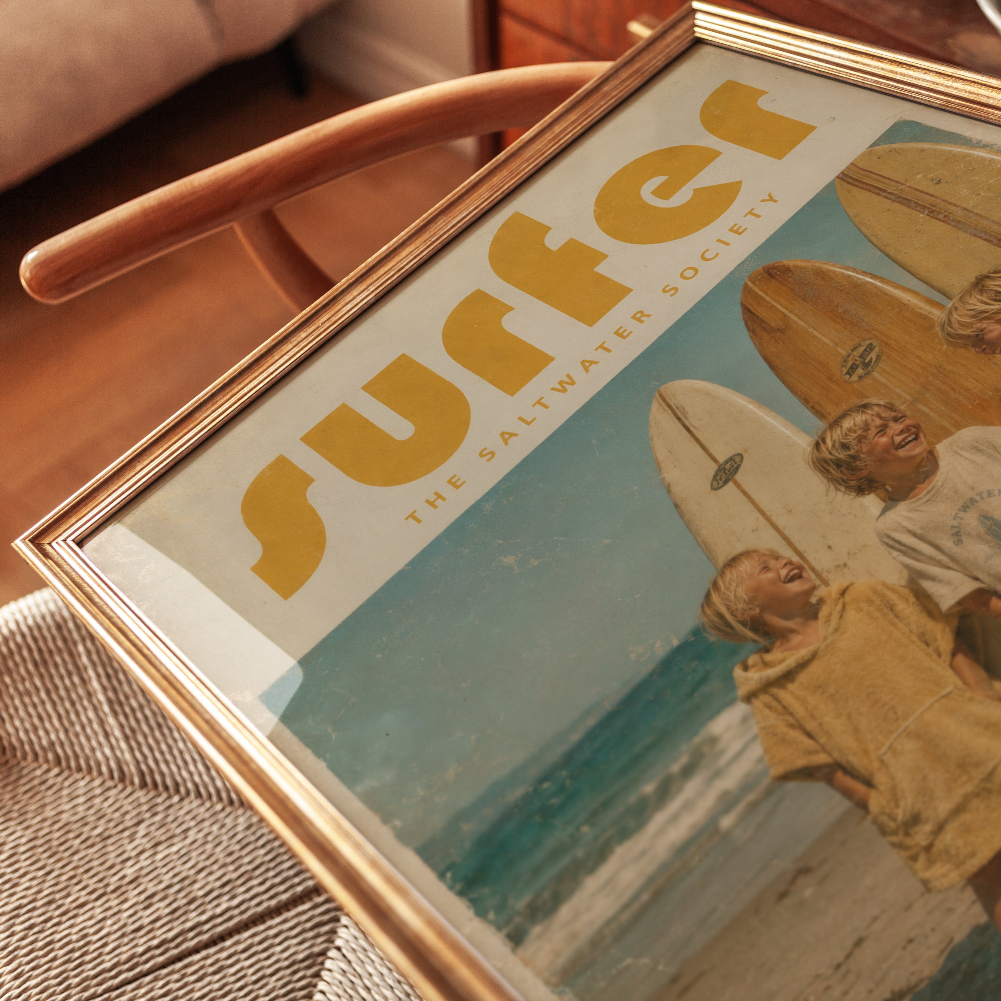 Vintage Surf Poster Print — Retro Beach Boys & Surfboards - detail