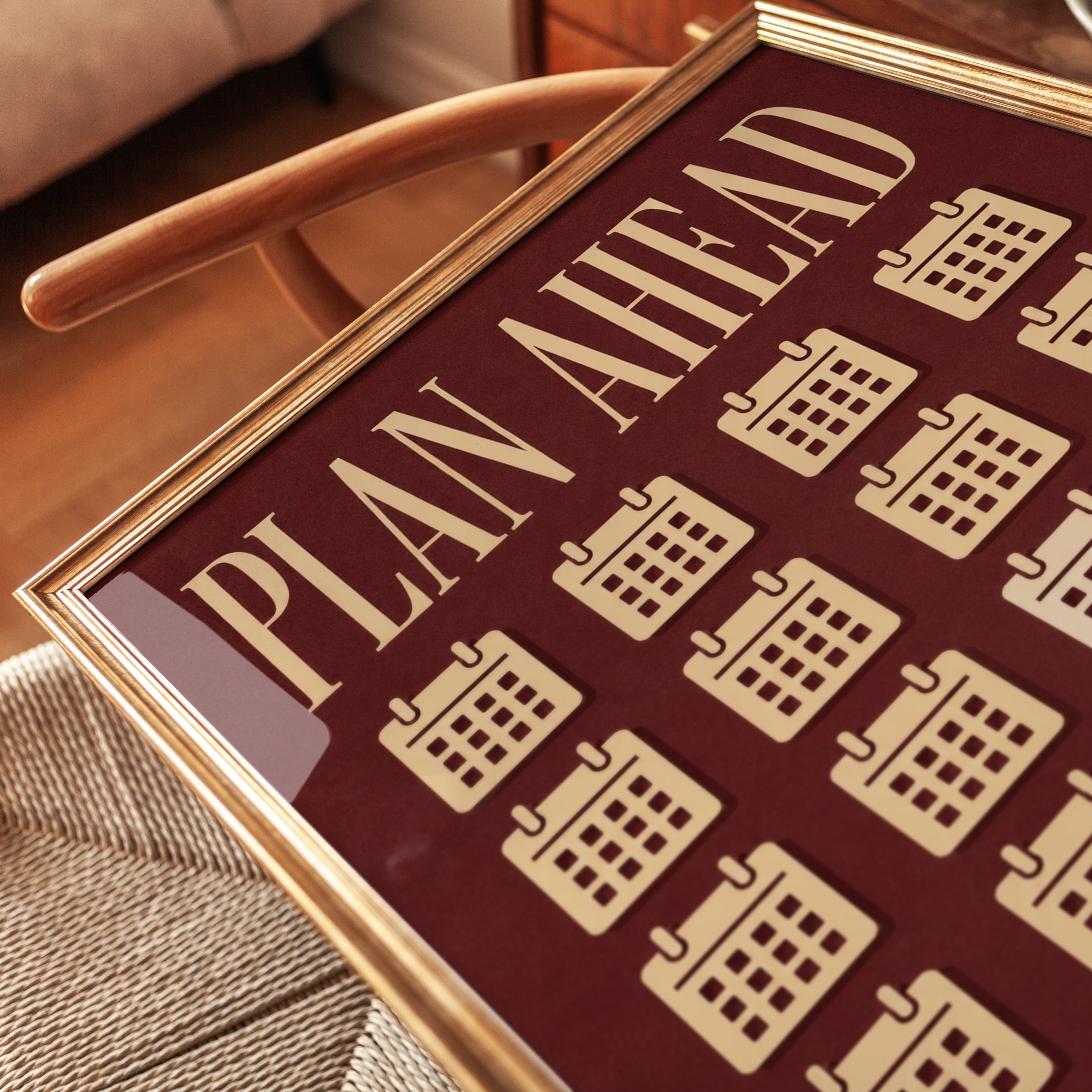 Plan Ahead Motivational Print: Vintage Calendar Grid - detail