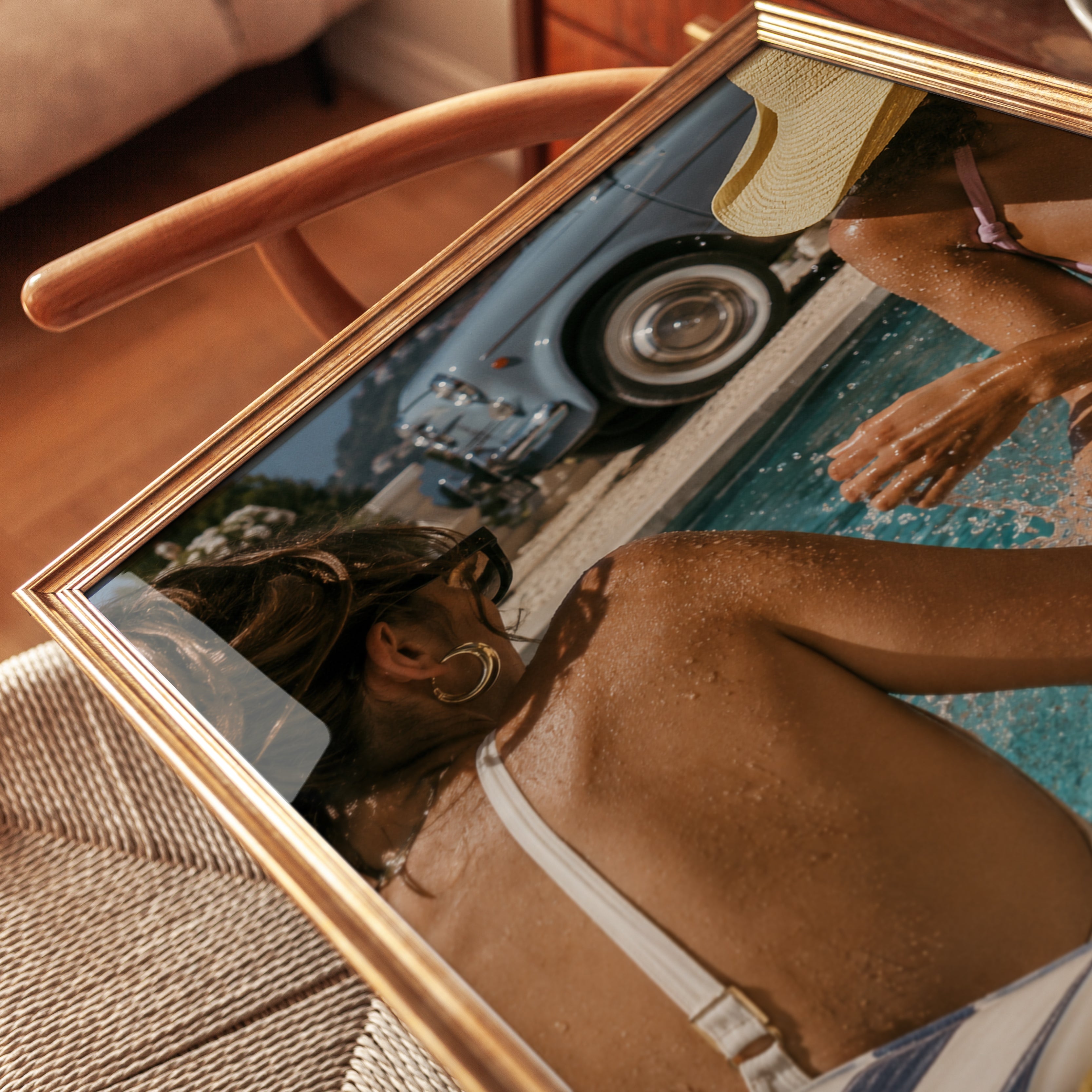 Poolside Riviera Summer Print: Vintage Mediterranean Lifestyle Art - detail