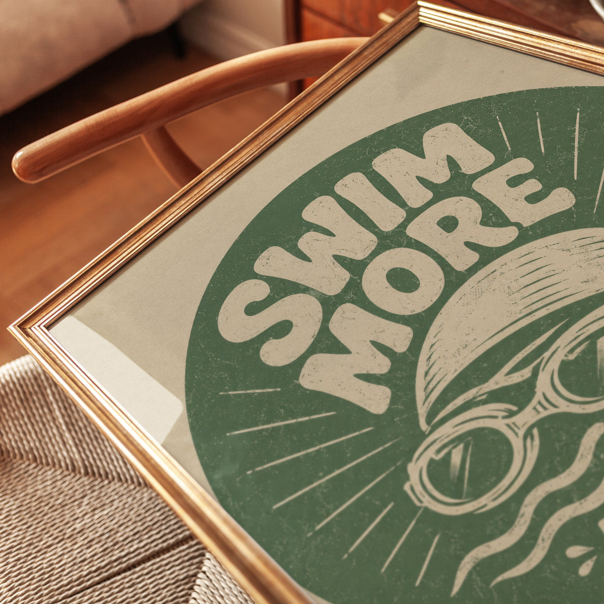 Retro Swimming Print - detail