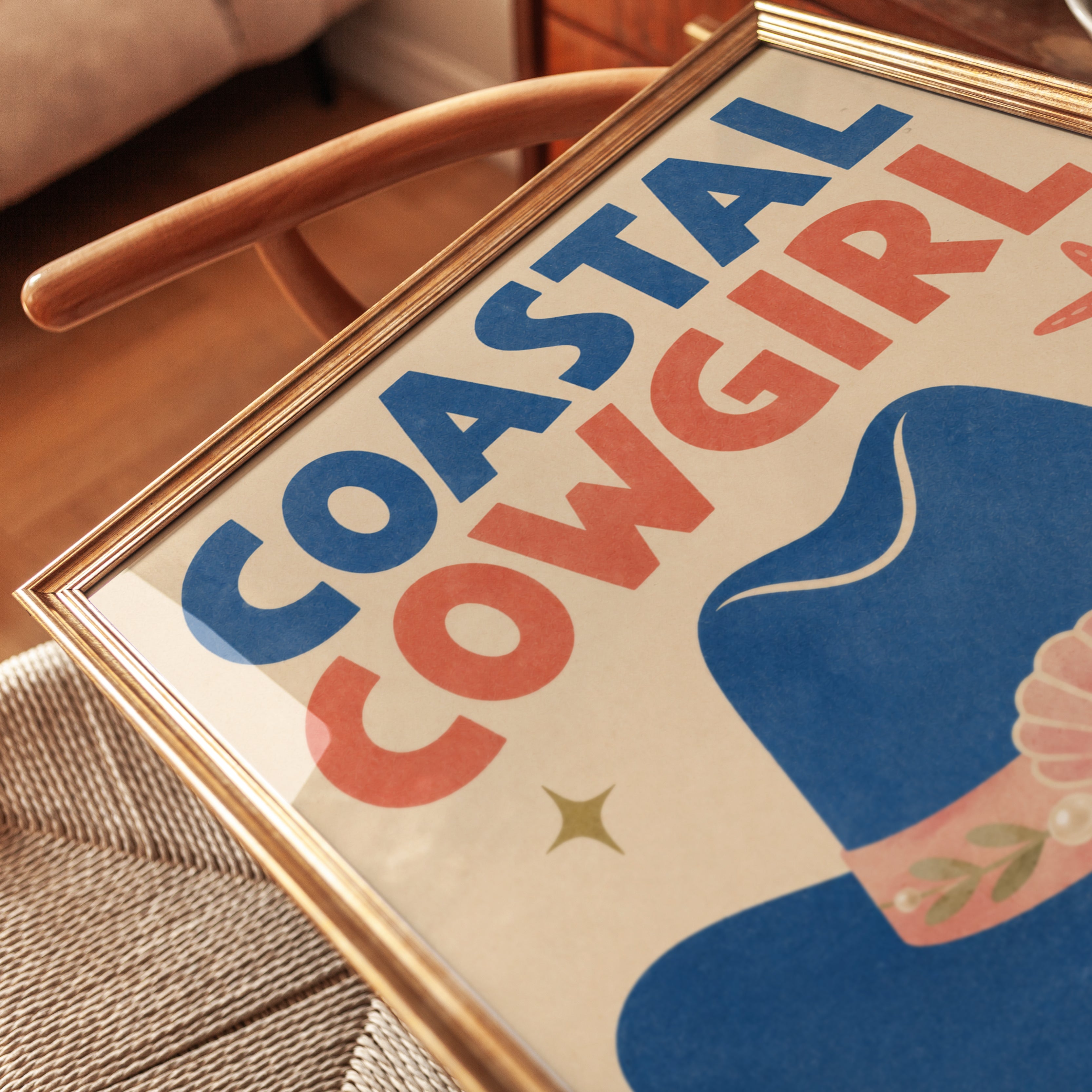 Coastal Wall Art – Western Cowgirl Print - detail