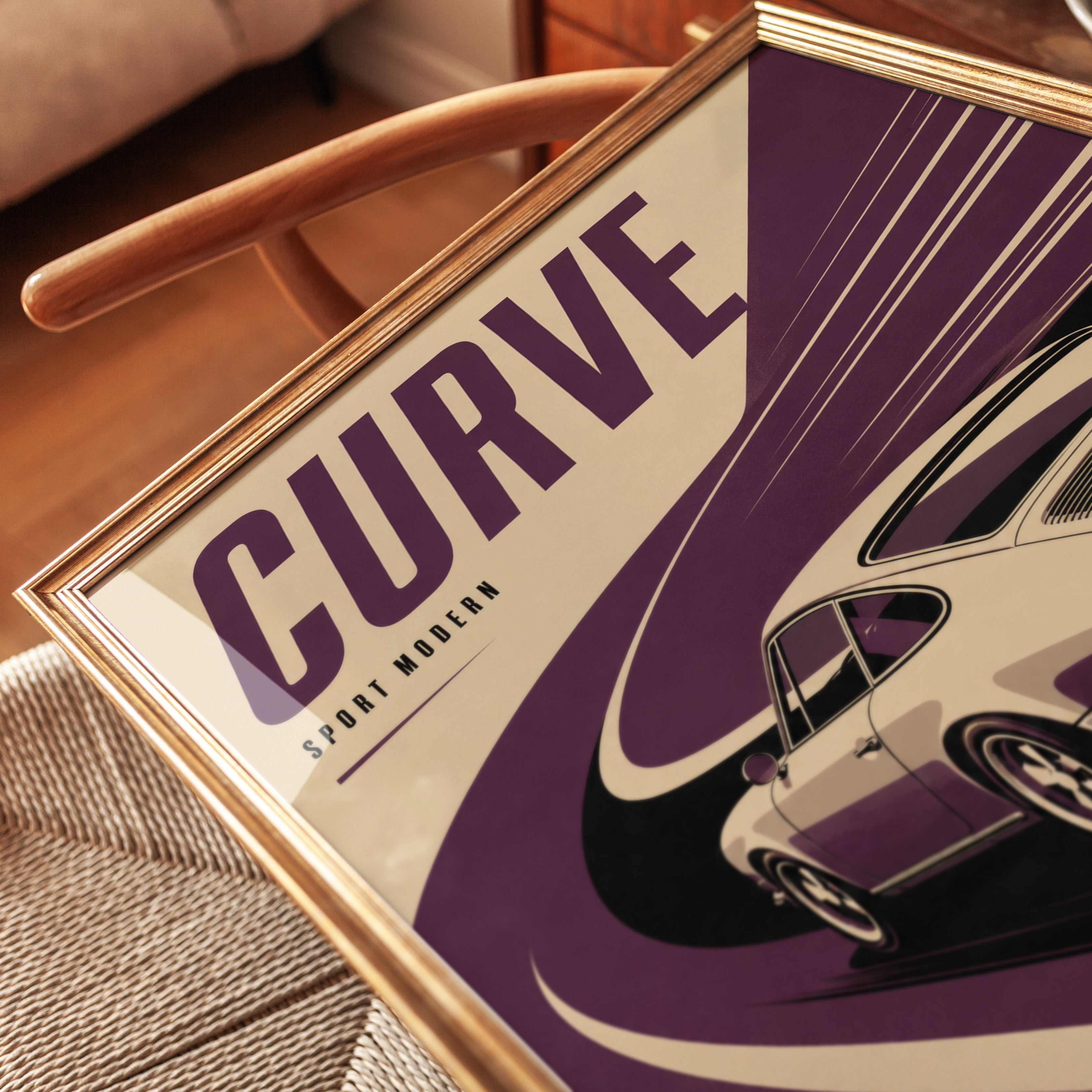 Classic Porsche Poster: Mid-Century Modern Style (A4 and Larger) - detail