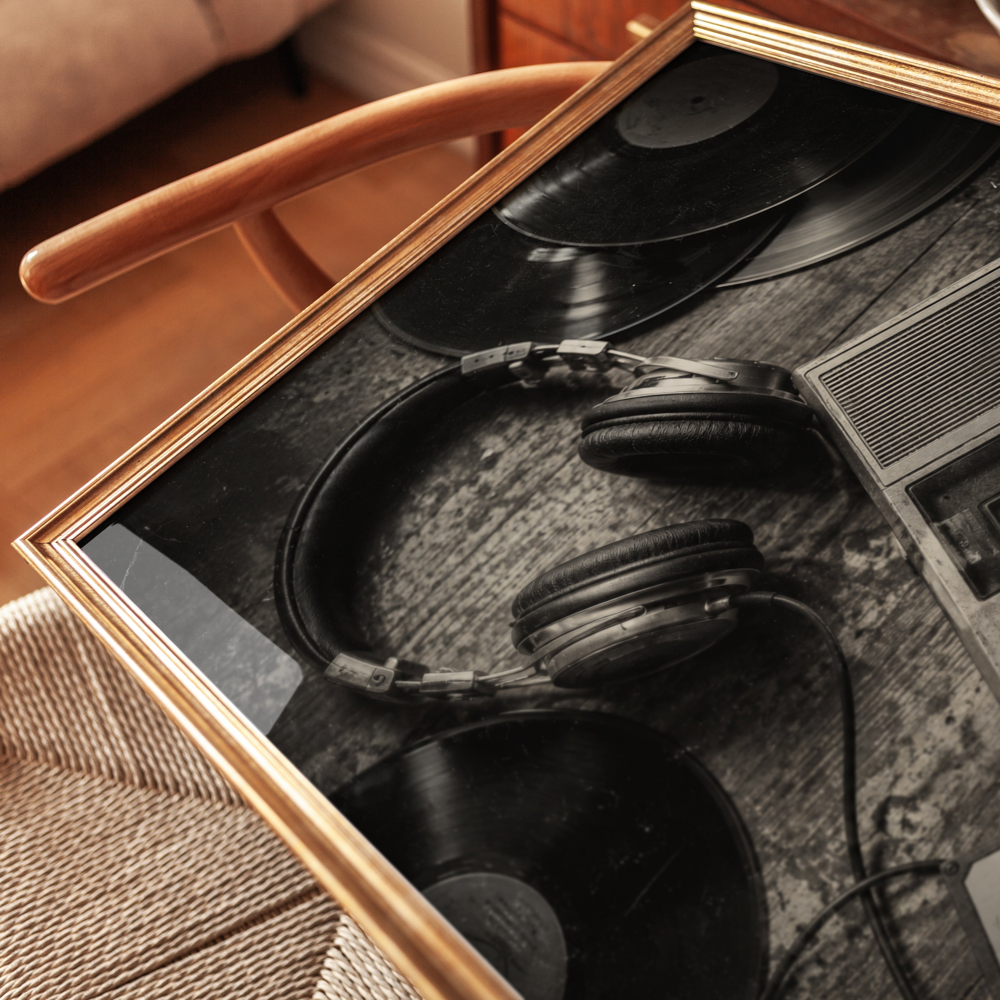Vintage Audio Equipment Print — Retro Cassette & Vinyl Photography - detail
