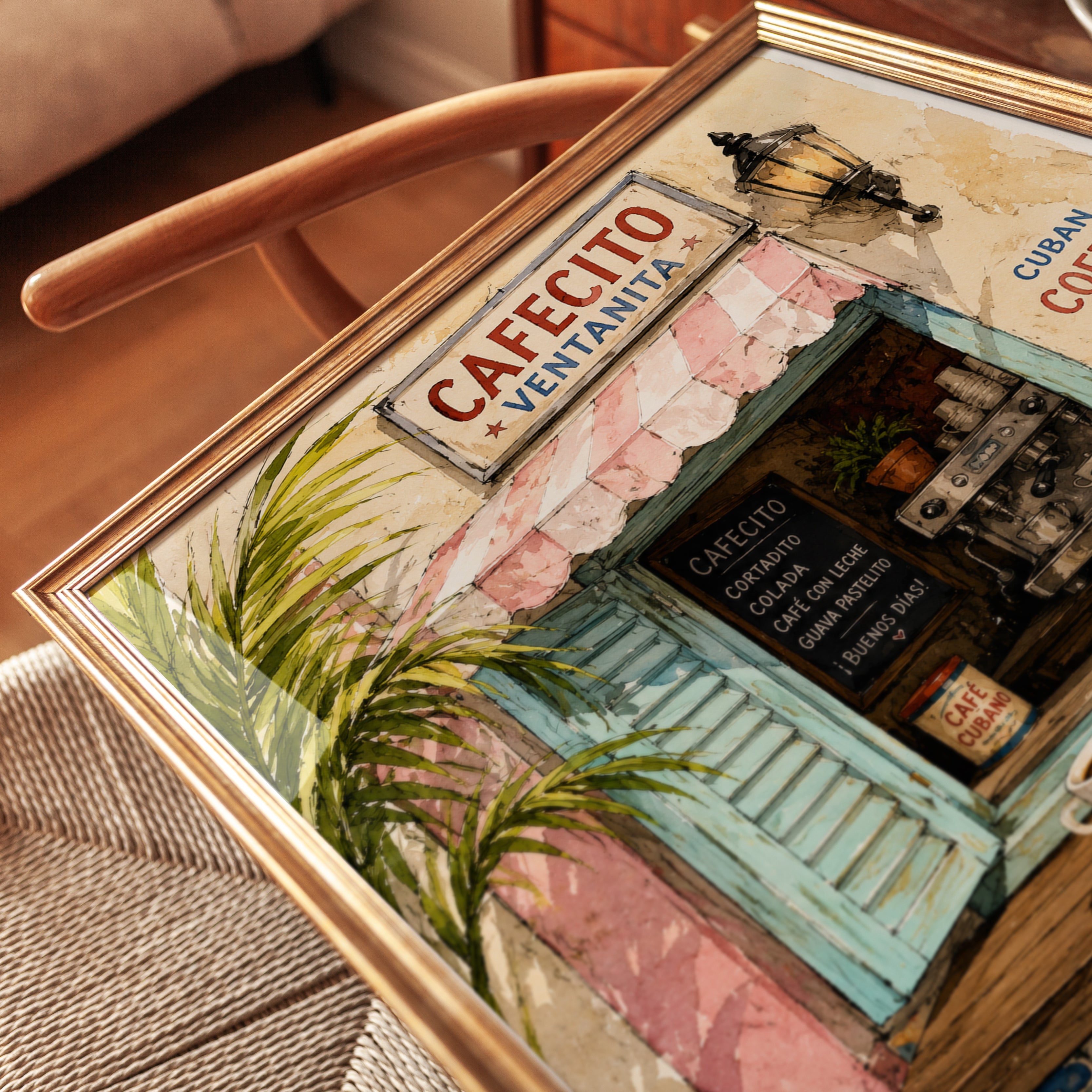 Cuban Coffee Print – Cafe Wall Art - detail