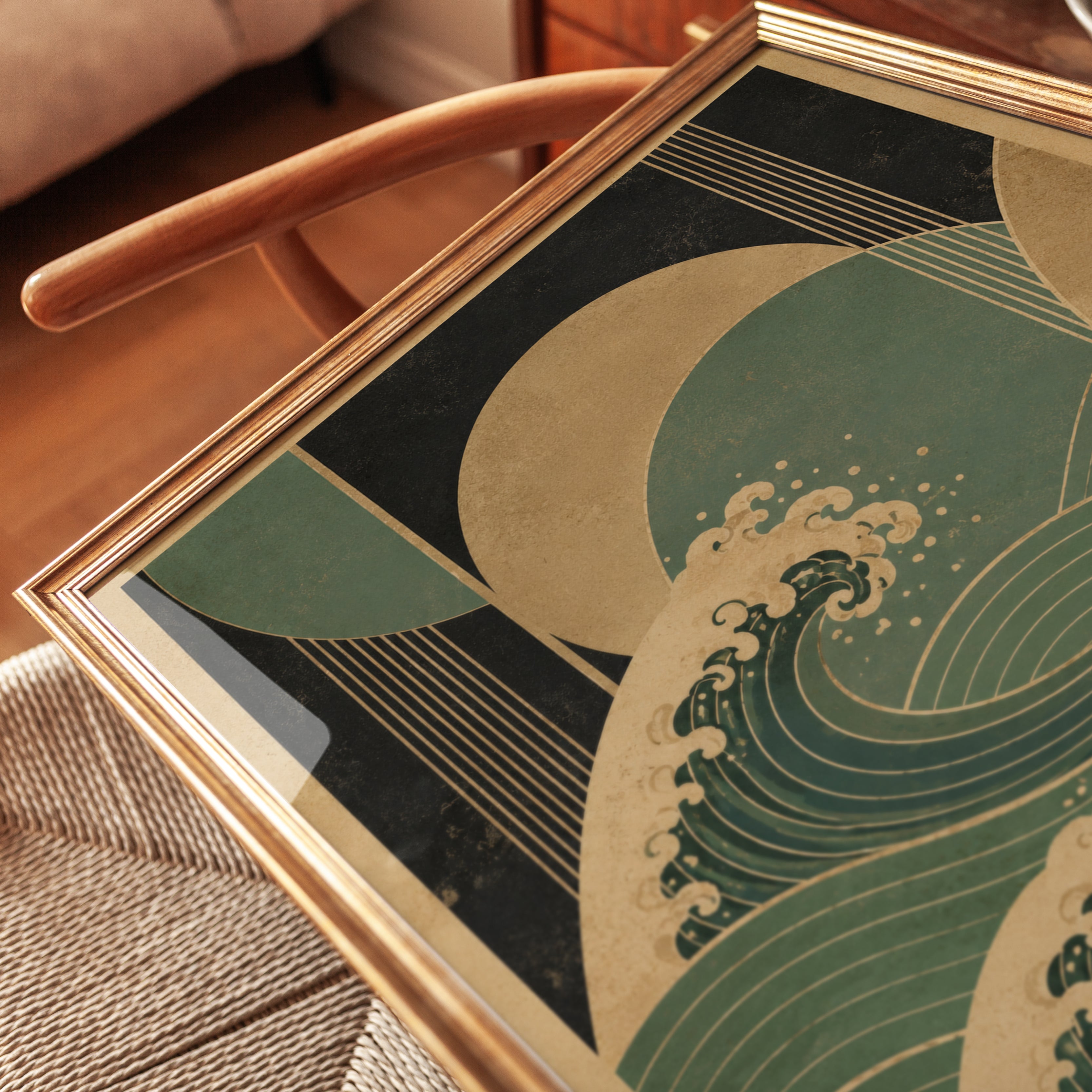Vintage Japanese Wave Wall Art - detail