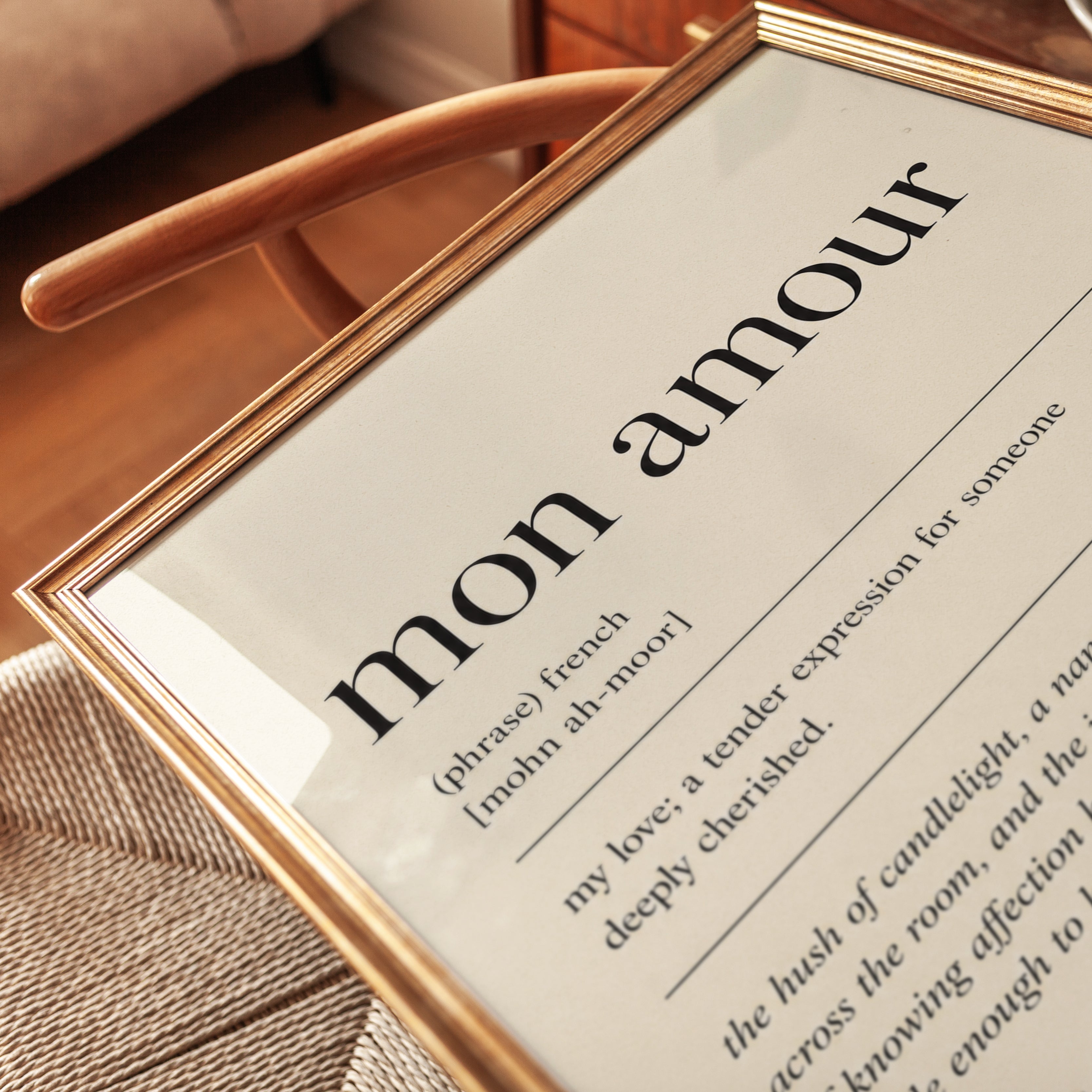 Mon Amour Print: French Love Quote Typography (Minimalist Wall Art) - detail