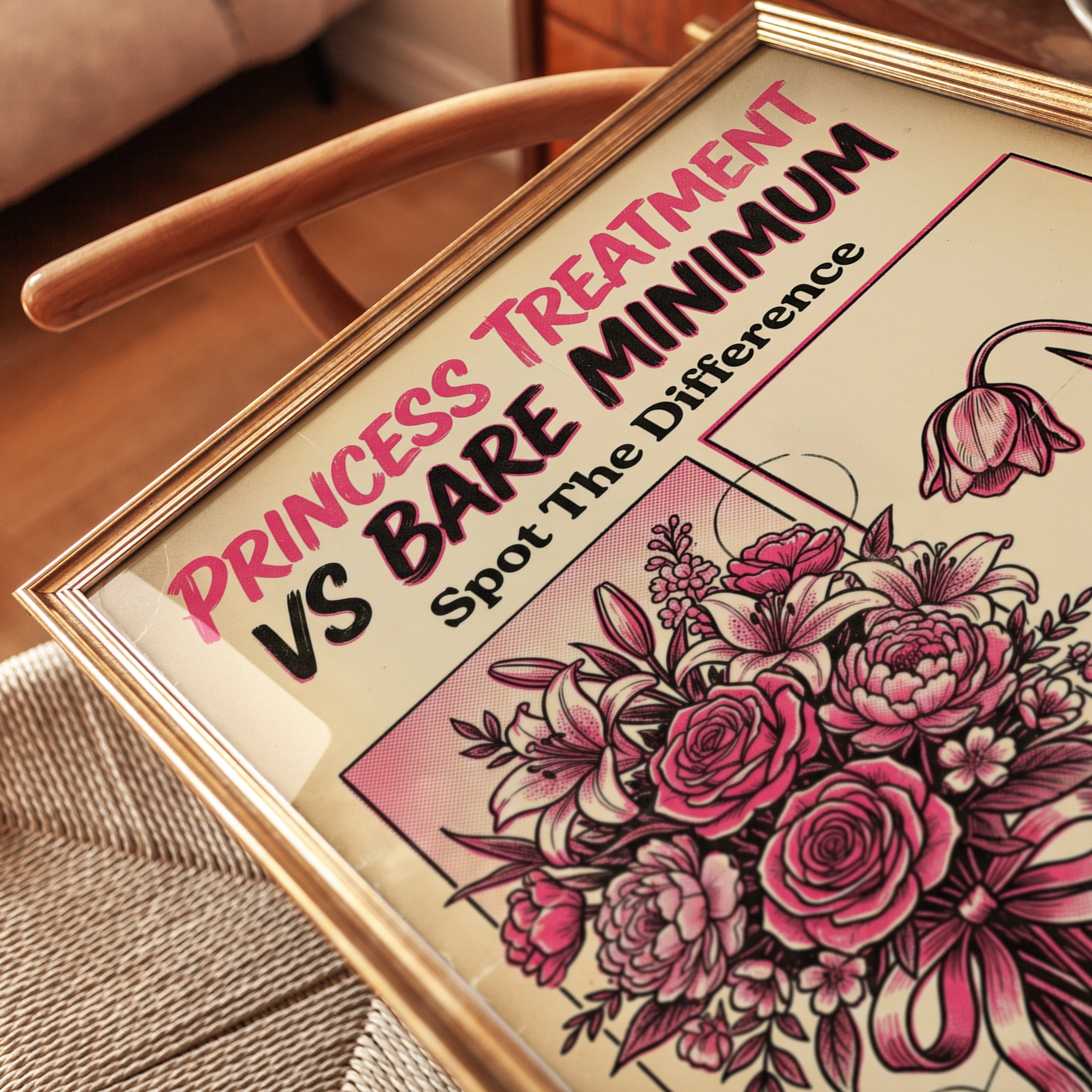 Princess Treatment vs Bare Minimum: Retro Comparison Poster - detail